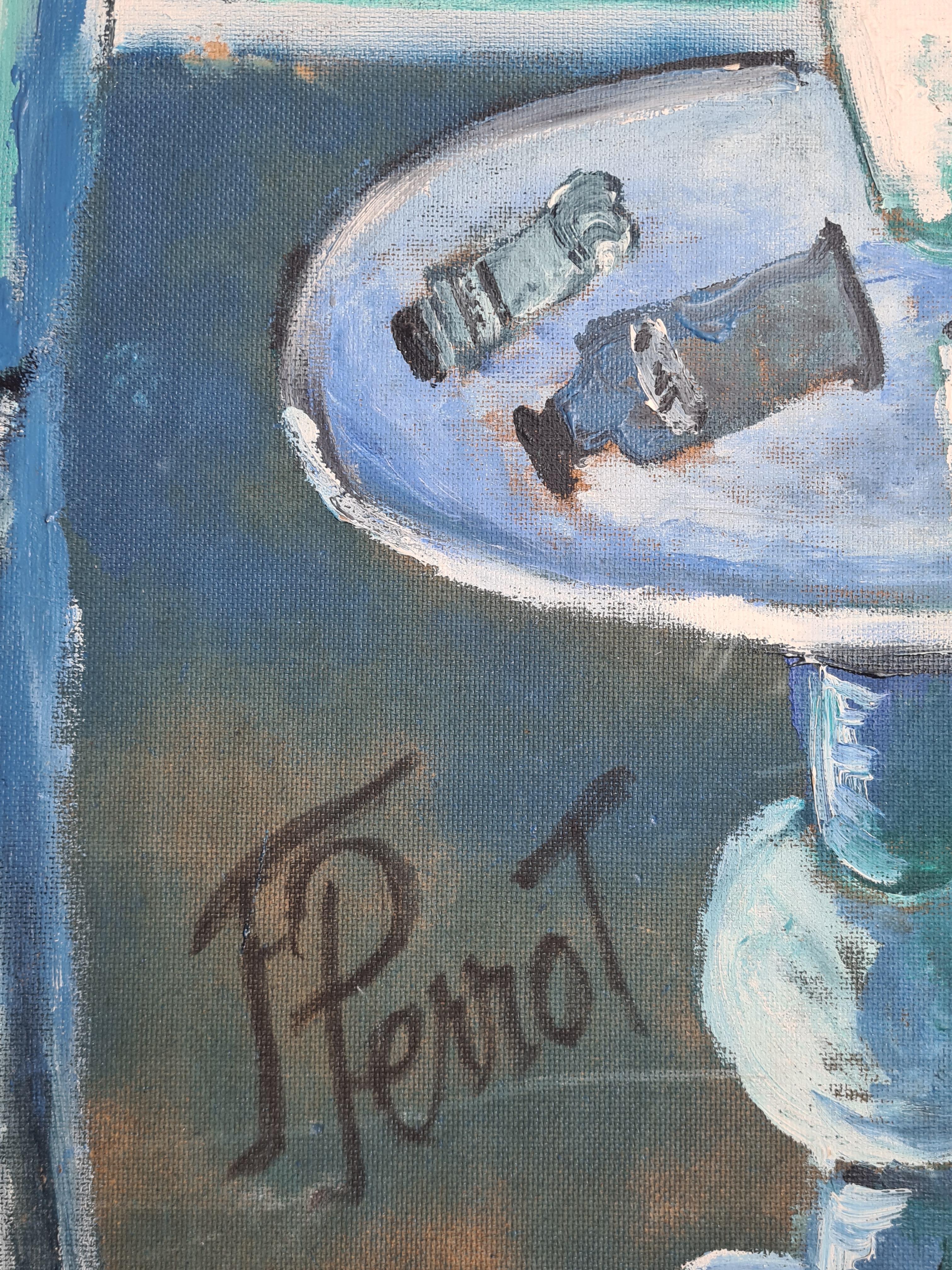 Mid Century Modern, The Artists Atelier, Symphony in Blue - Painting by Maurice Ferdinand Perrot