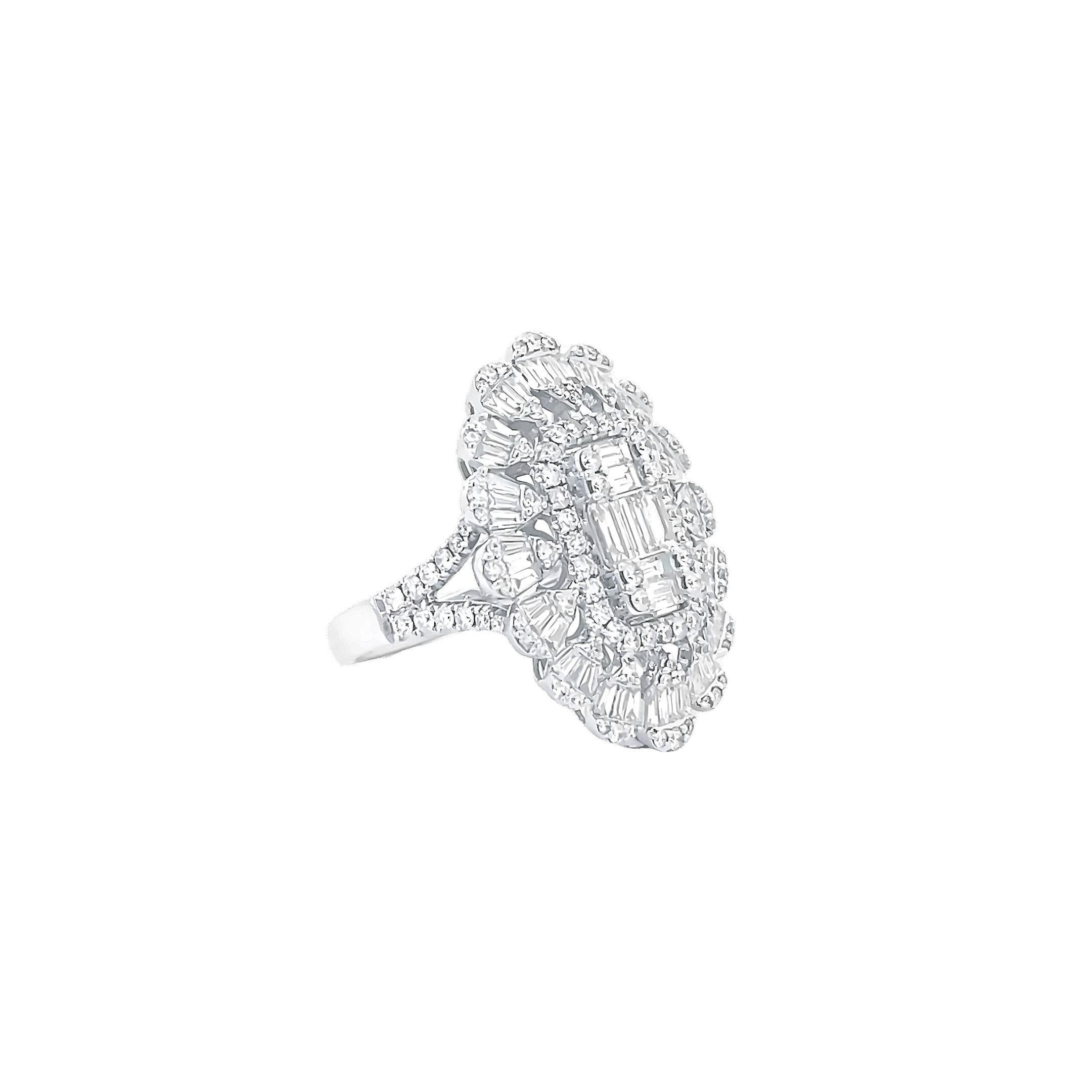 Modern Maurice Fine Jewelry - Diamond Baguette Mosaic Ring For Sale