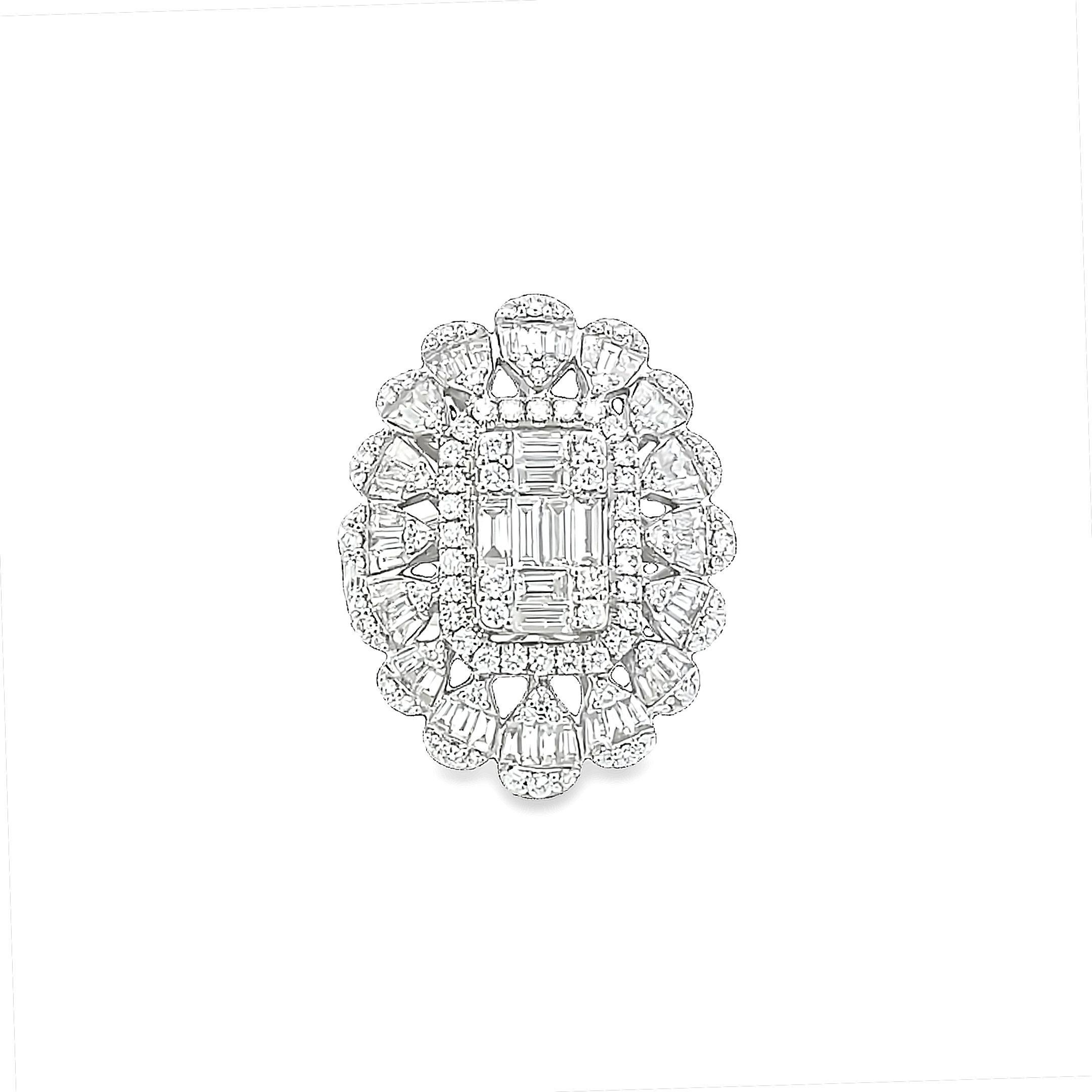 Baguette Cut Maurice Fine Jewelry - Diamond Baguette Mosaic Ring For Sale