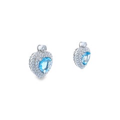 Maurice Fine Jewelry Heart Shape Aquamarine and Diamond Earrings