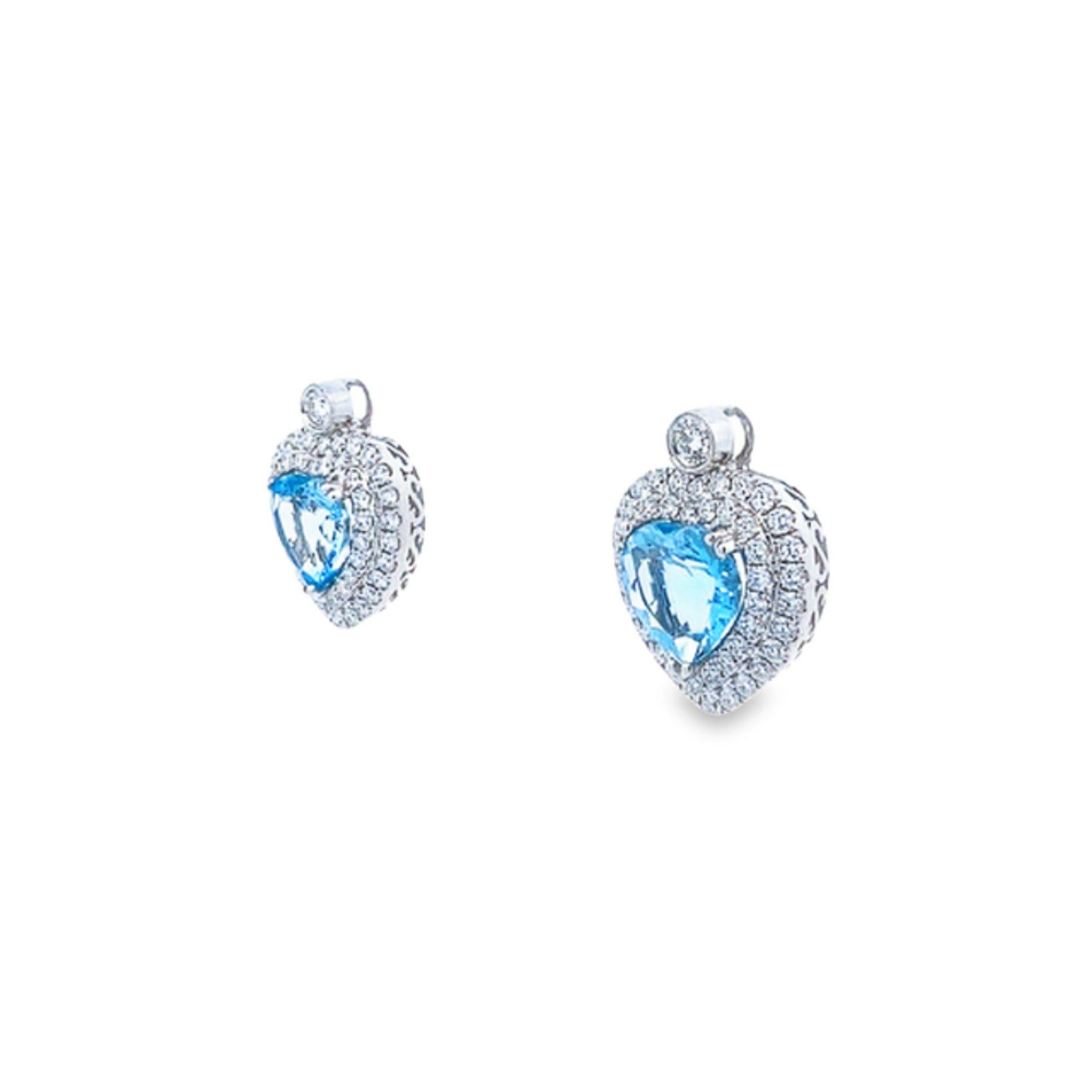 Maurice Fine Jewelry Pendientes de aguamarina y diamantes en forma de corazón Moderno en venta