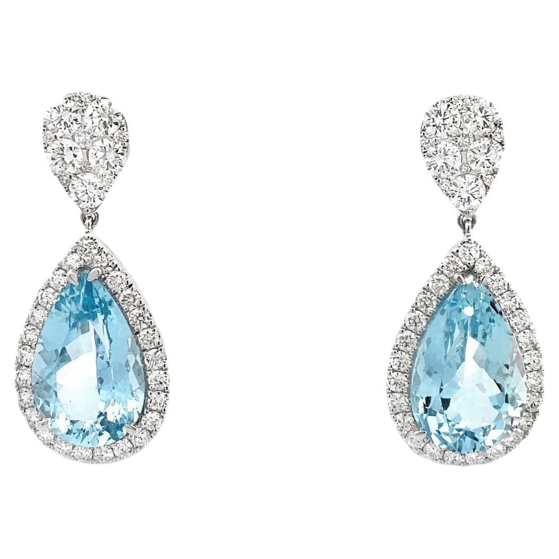 Maurice Fine Jewelry - Pendientes Grandes de Aguamarina y Diamantes