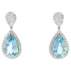 Maurice Fine Jewelry - Pendientes Grandes de Aguamarina y Diamantes
