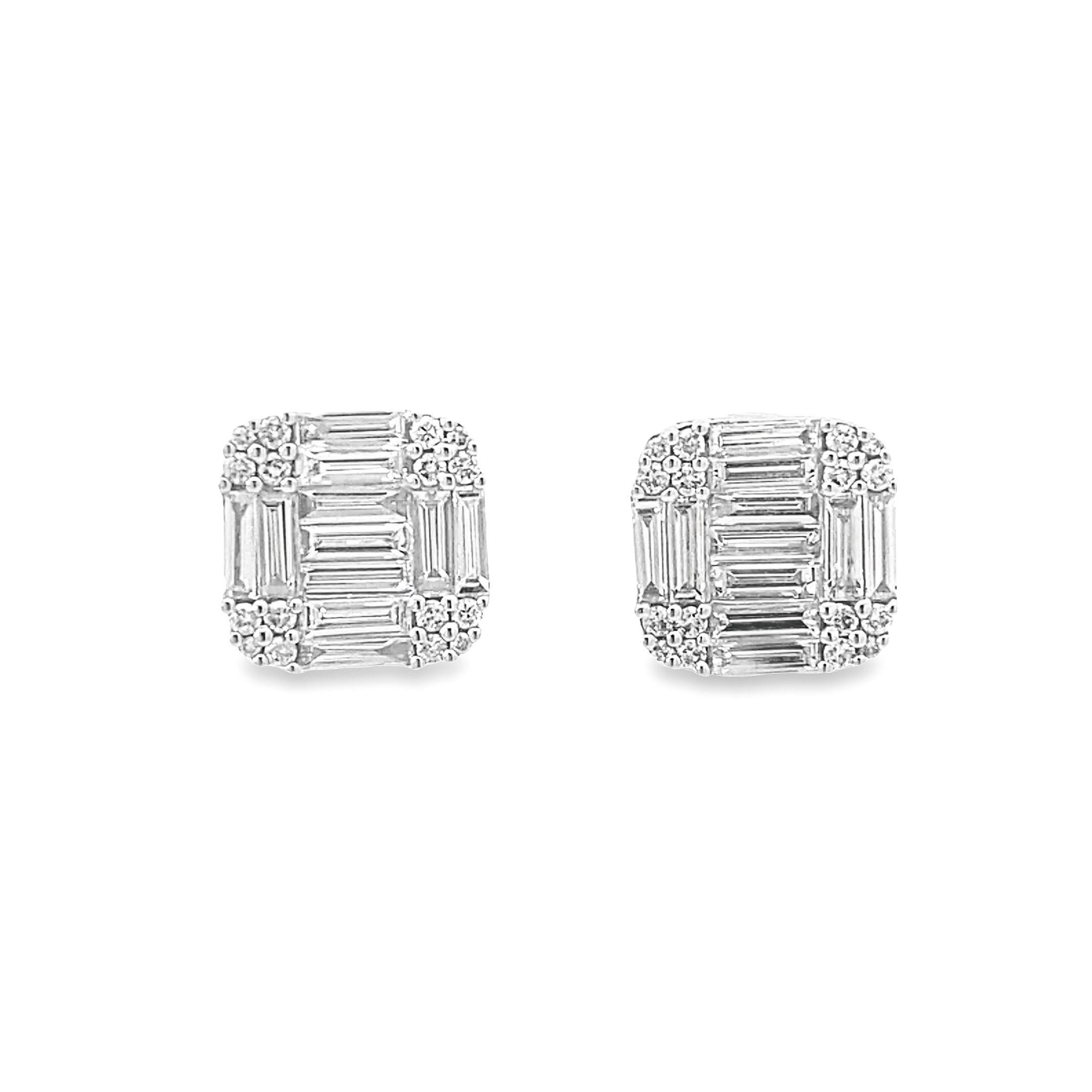Pendientes de diamantes Maurice Fine Jewelry Mosaico Corte baguette en venta