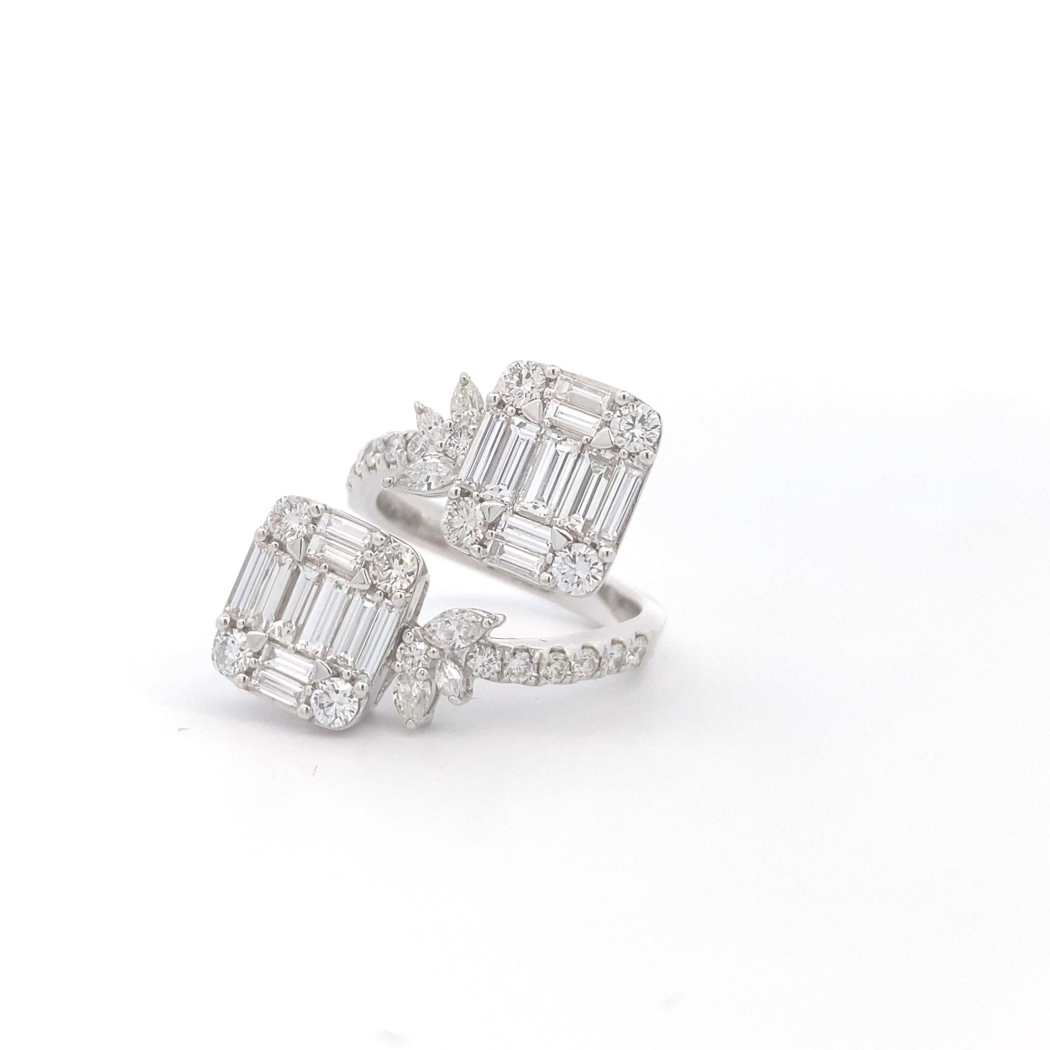 Modern Maurice Fine Jewelry - Mosaic Style By Pass Diamond Ring For Sale