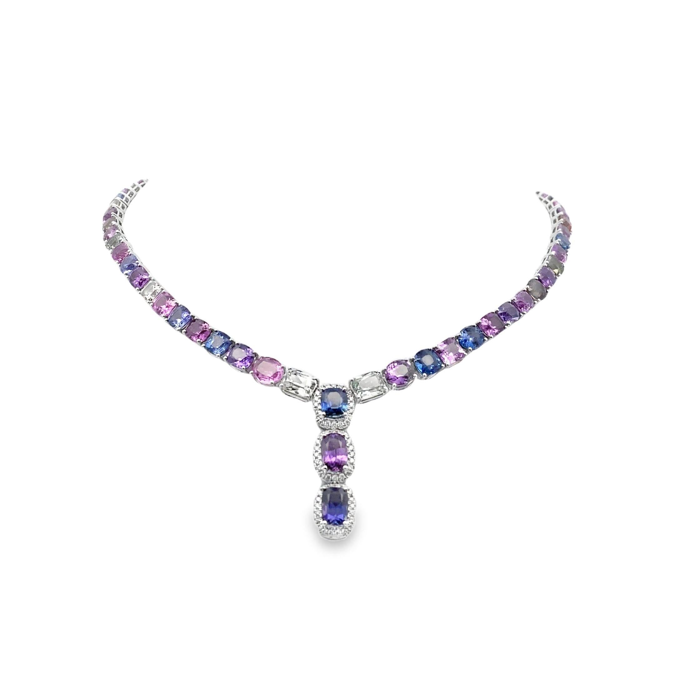 Maurice Fine Jewelry Mehrfarbiger Saphir und Diamanten (Kissenschliff)