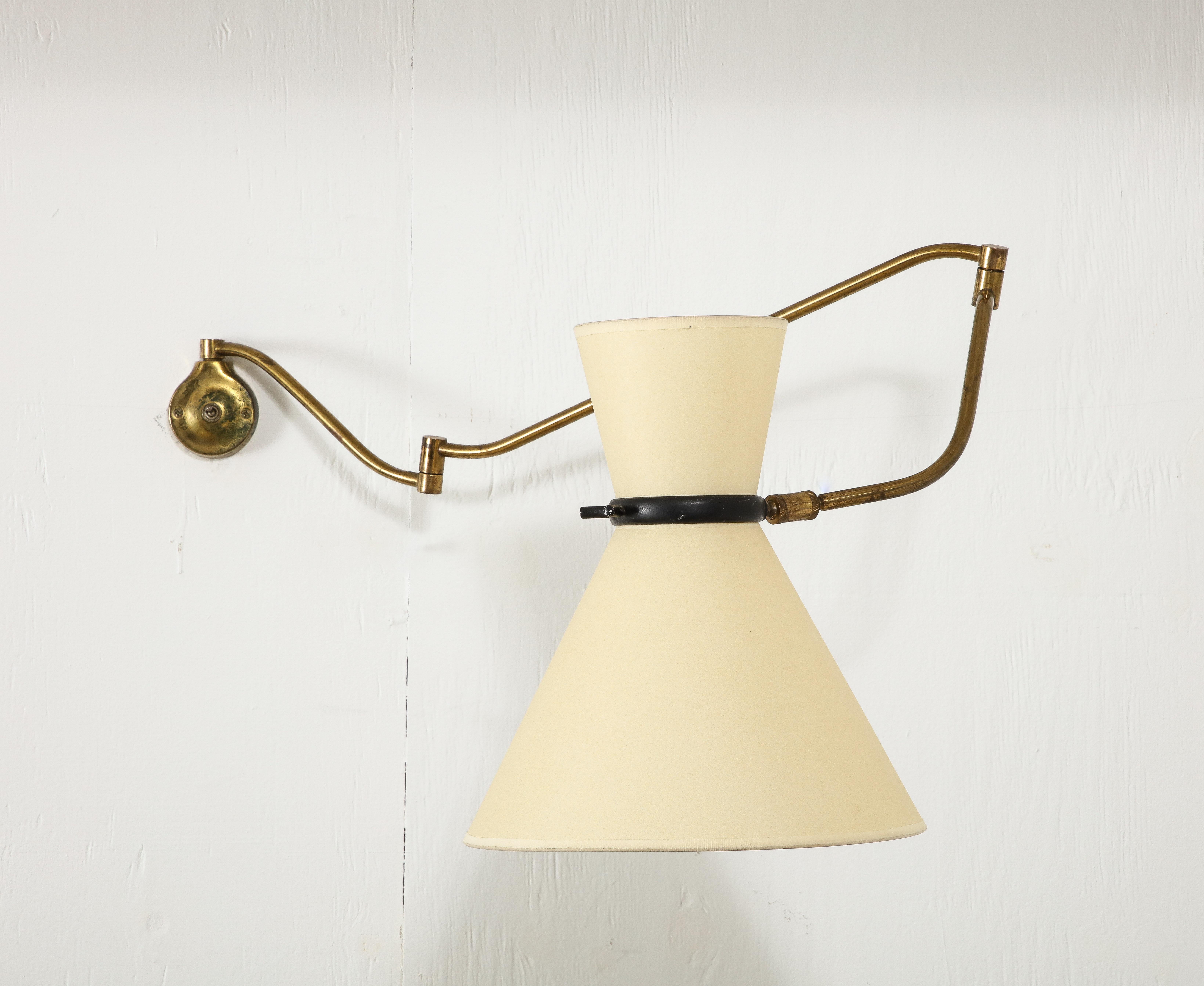 Mid-Century Modern Maurice Flachet Brass Swing Arm Sconce, France 1950's For Sale