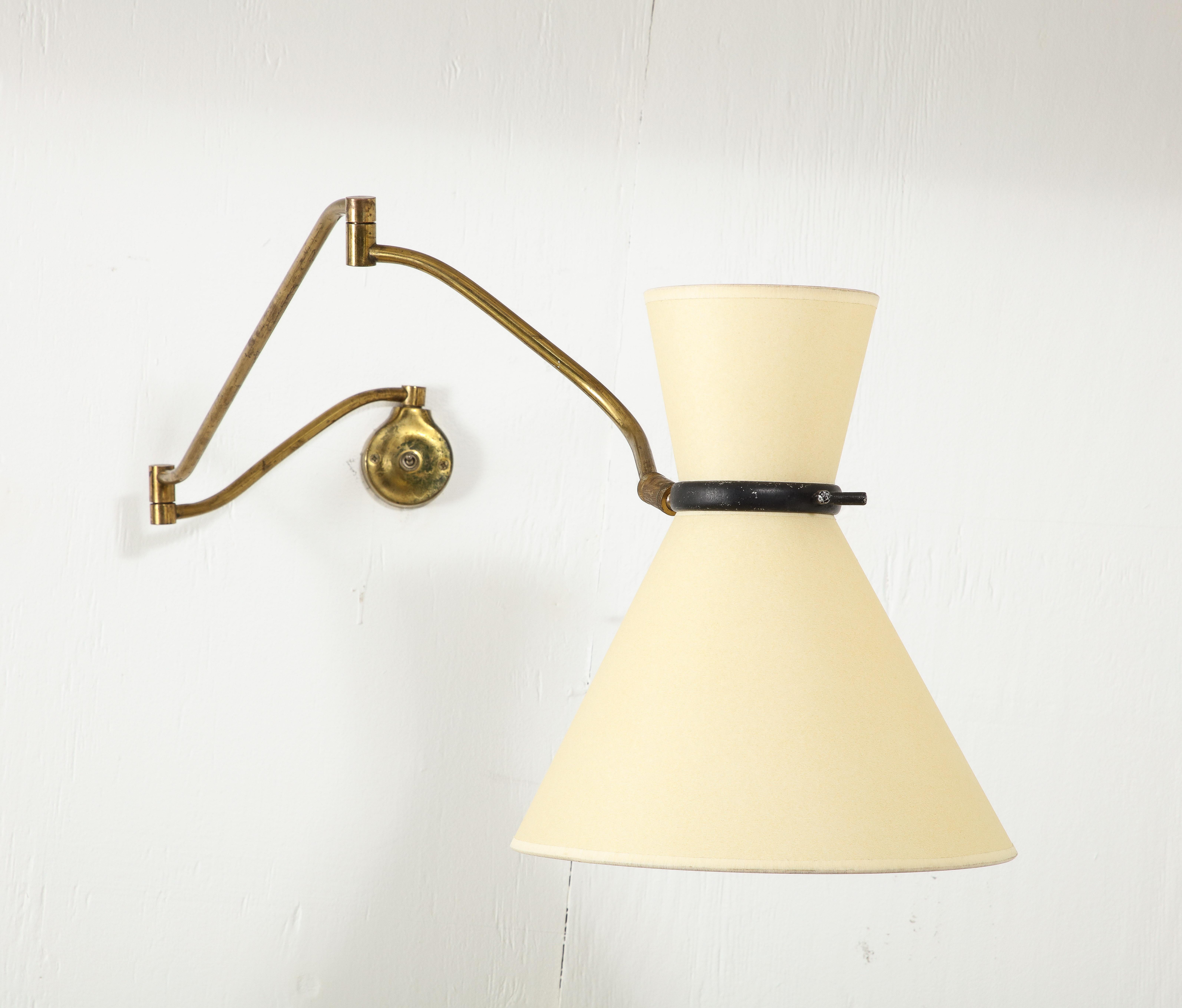 French Maurice Flachet Brass Swing Arm Sconce, France 1950's For Sale