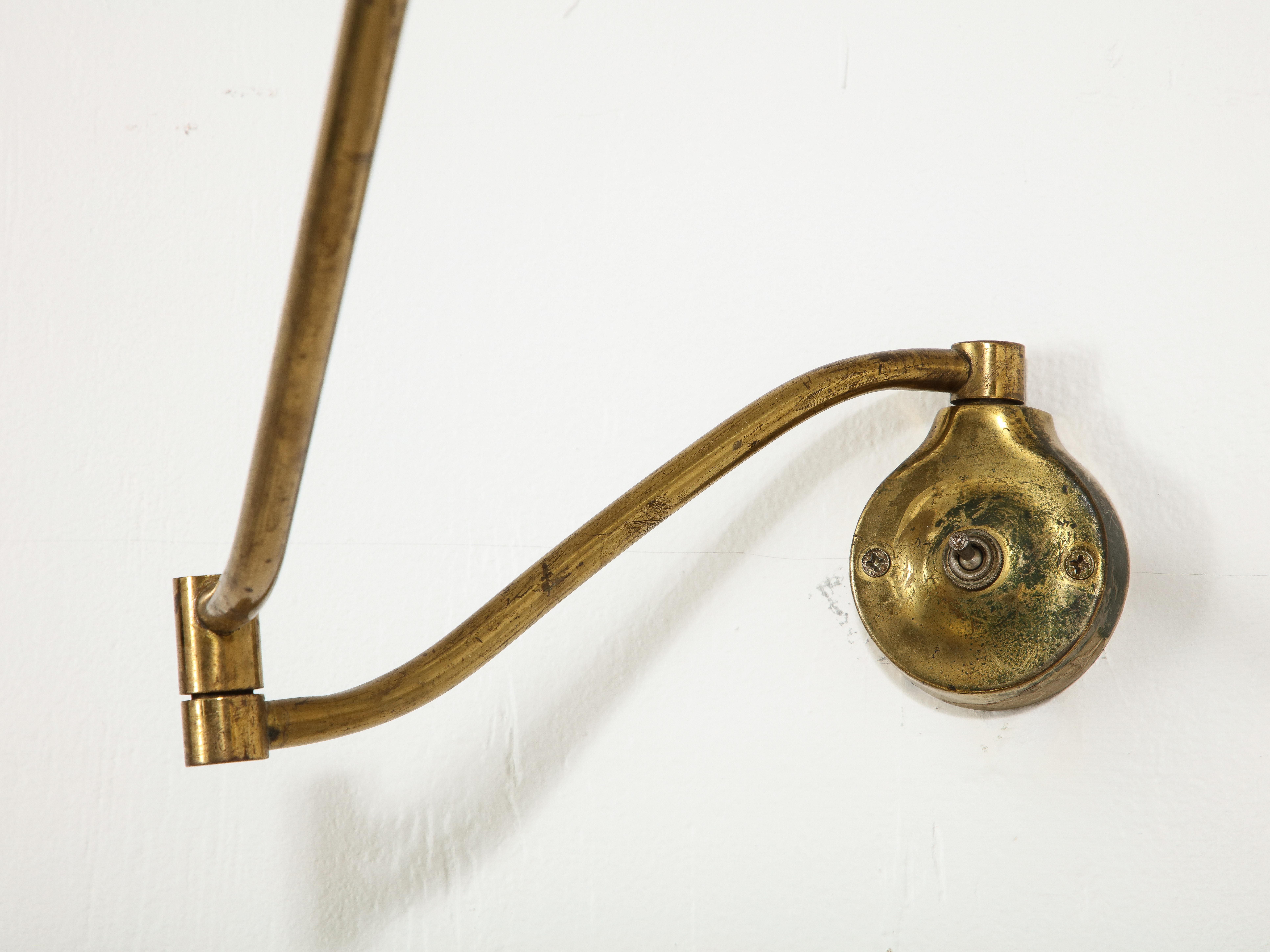Paper Maurice Flachet Brass Swing Arm Sconce, France 1950's For Sale