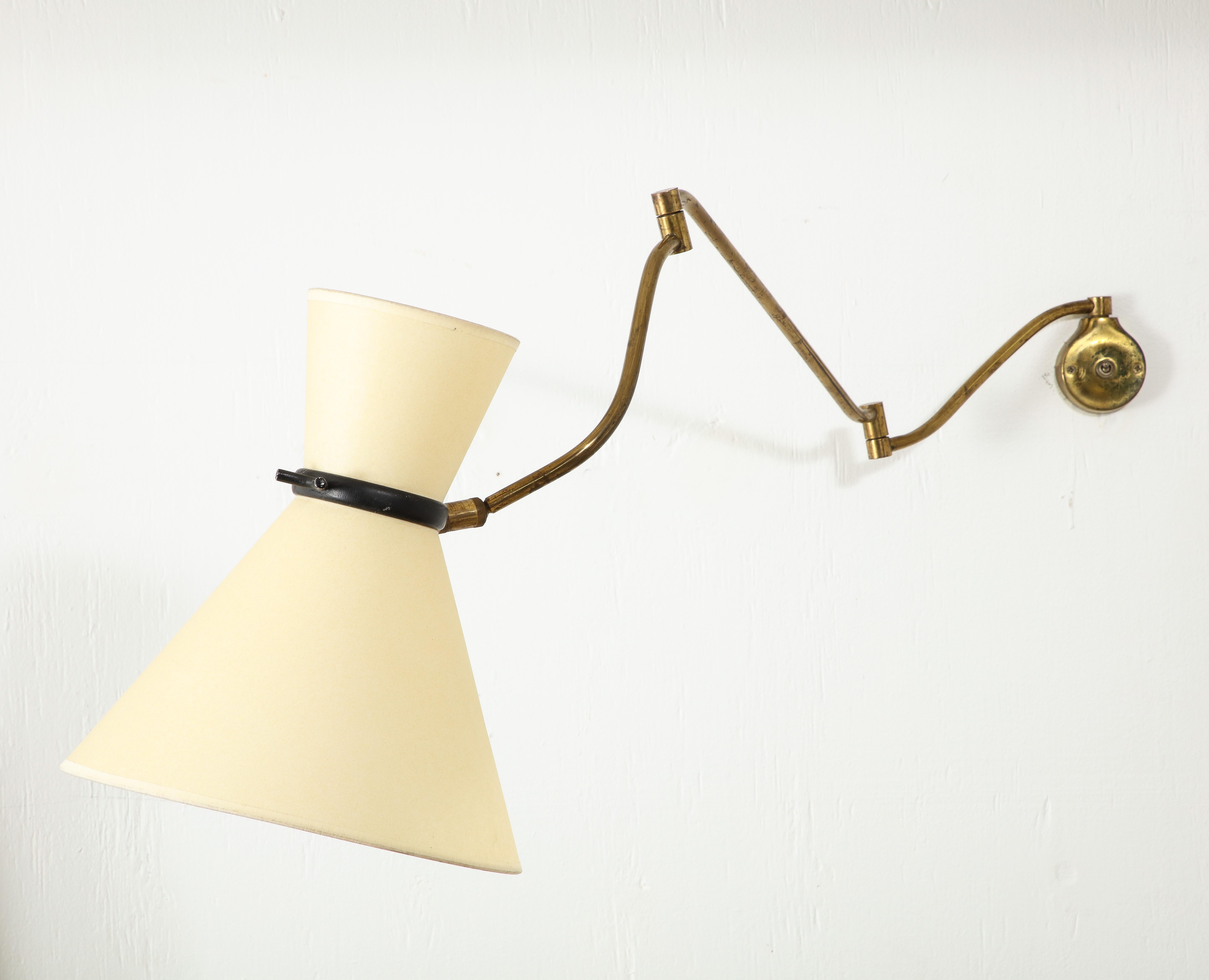 Maurice Flachet Brass Swing Arm Sconce, France 1950's For Sale 1
