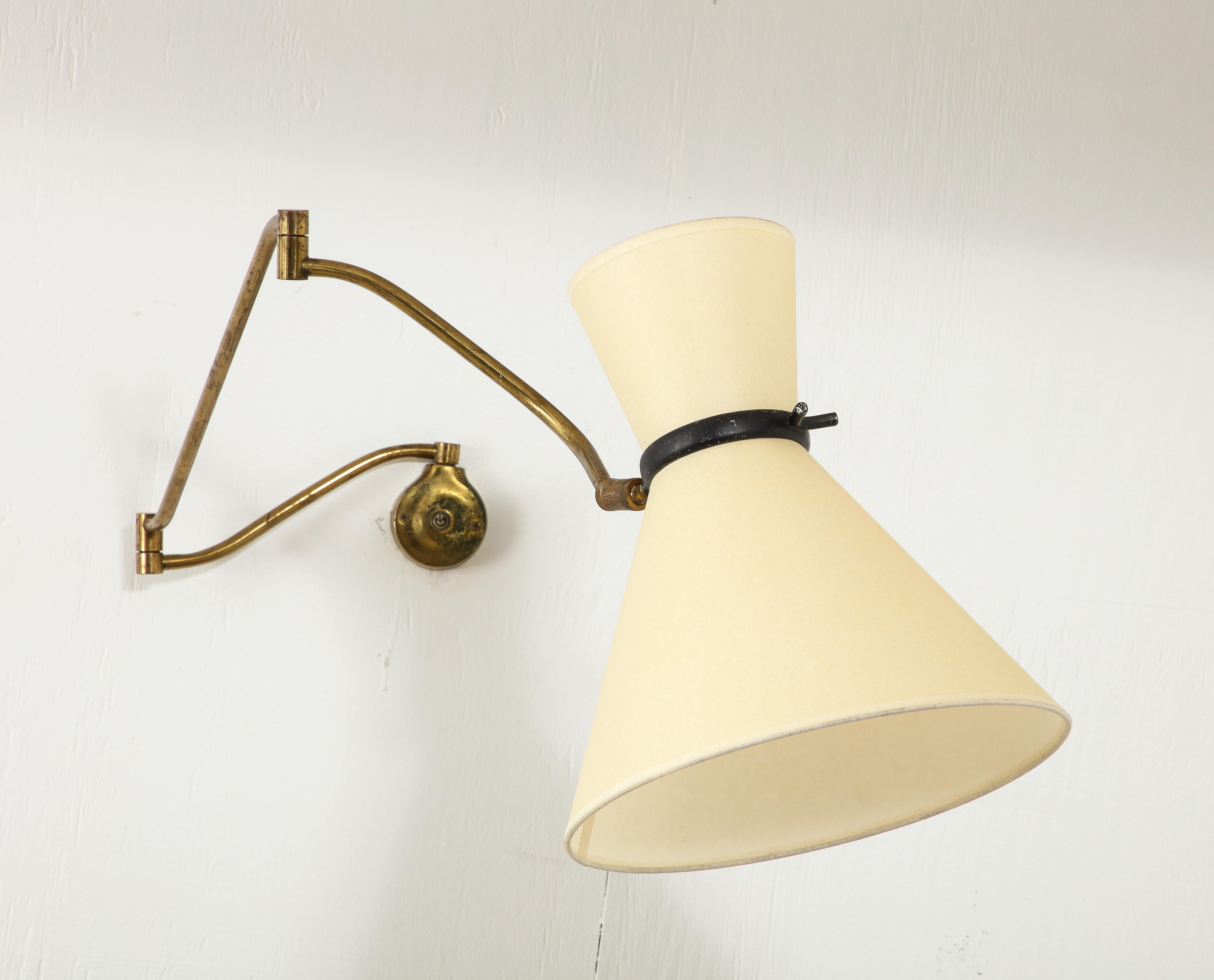 Maurice Flachet Brass Swing Arm Sconce, France 1950's For Sale 2