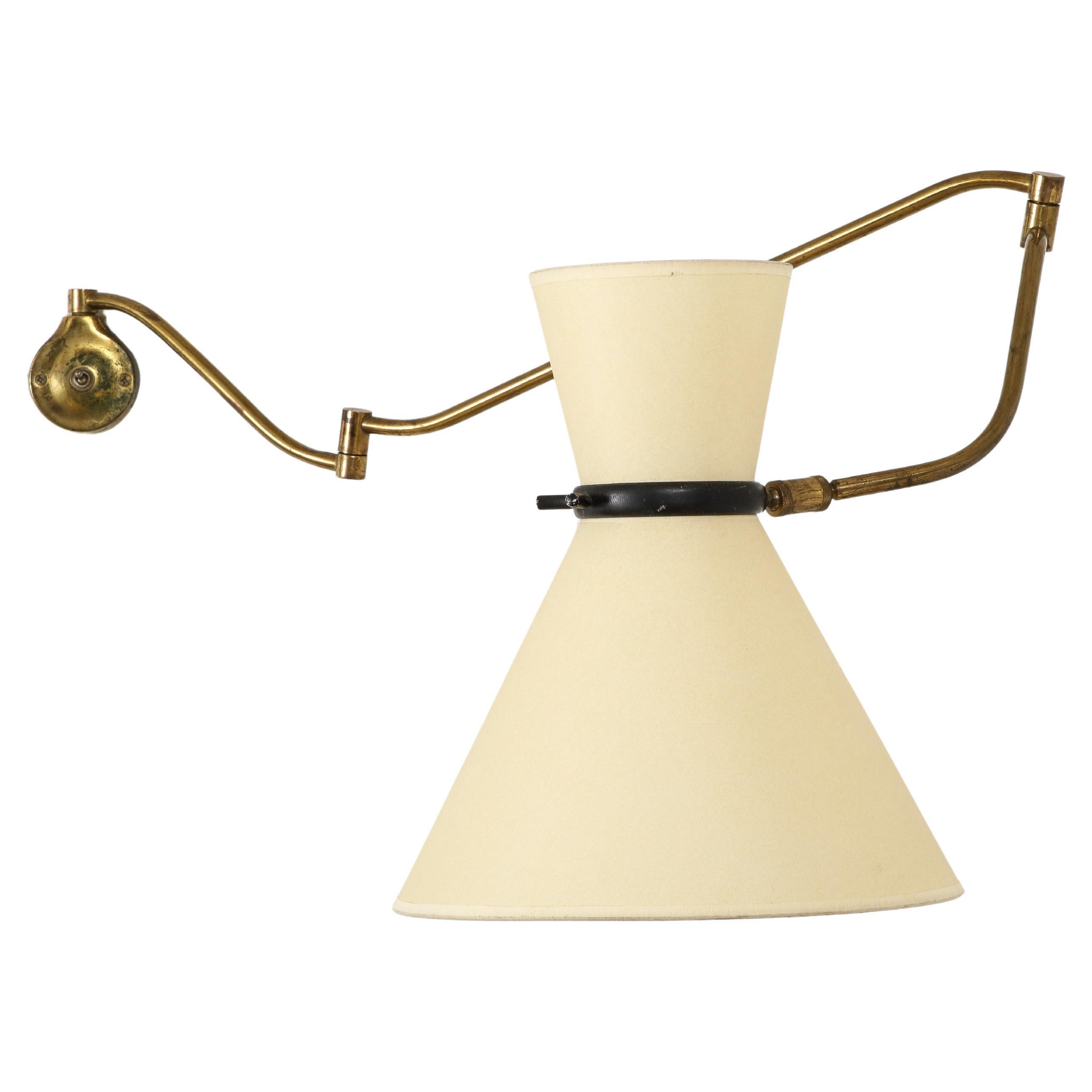 Maurice Flachet Brass Swing Arm Sconce, France 1950's For Sale