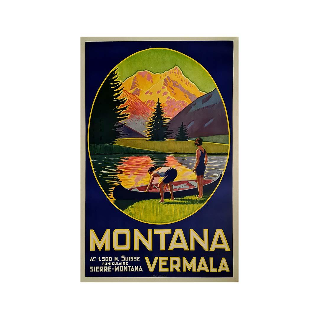Affiche originale du Montana Vermala 1926, Montana  Art Déco - Suisse