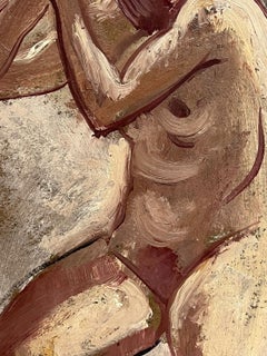 Study of Nude Lady 1900's French Impressionist Oil Painting Working Sketch