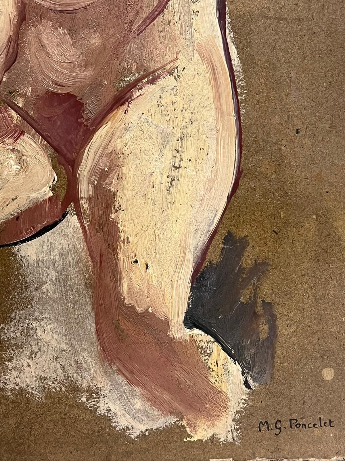 Study of Nude Lady 1900's French Impressionist Oil Painting Working Sketch For Sale 2