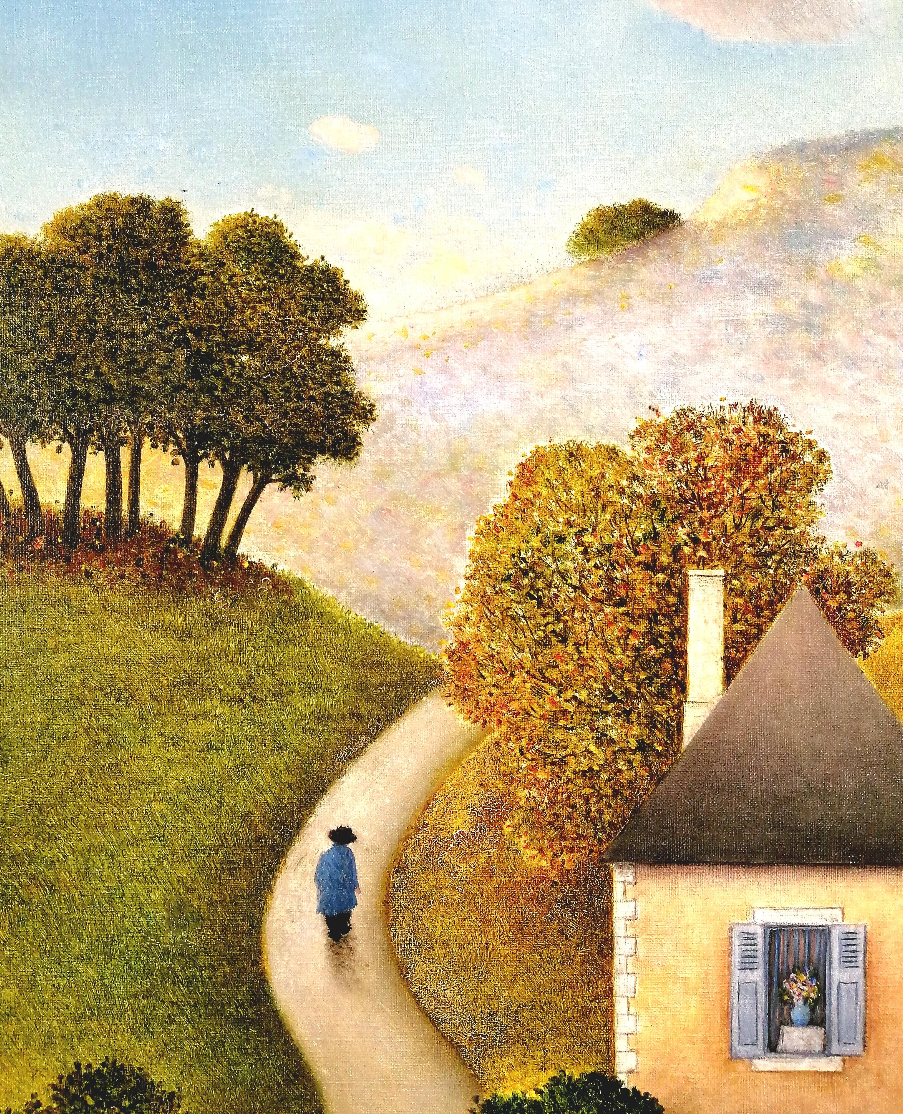 Eine schöne Mitte des 20. Jahrhunderts Französisch naïf Öl auf Leinwand Landschaft, die ein Haus in einer Landschaft, von Maurice Ghiglion-Green. 

Der Künstler ist in Anatole Jakovskys ''Peintres Naïfs'' vertreten, das als die Bibel der