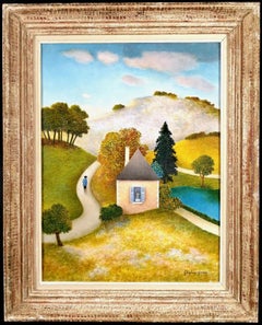 La Maison dans le Creux - Mitte des 20. Jahrhunderts Französisch Landschaft Ölgemälde