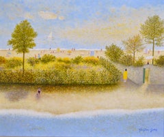 Les Deux Plages - Mid 20th Century French Beach Landscape Oil on Canvas Painting