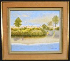 Les Deux Plages - Mid 20th Century French Beach Landscape Oil on Canvas Painting