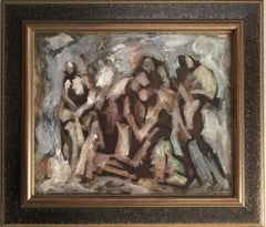 Vintage Rescue abstract figurative oil painting by Maurice Golubov