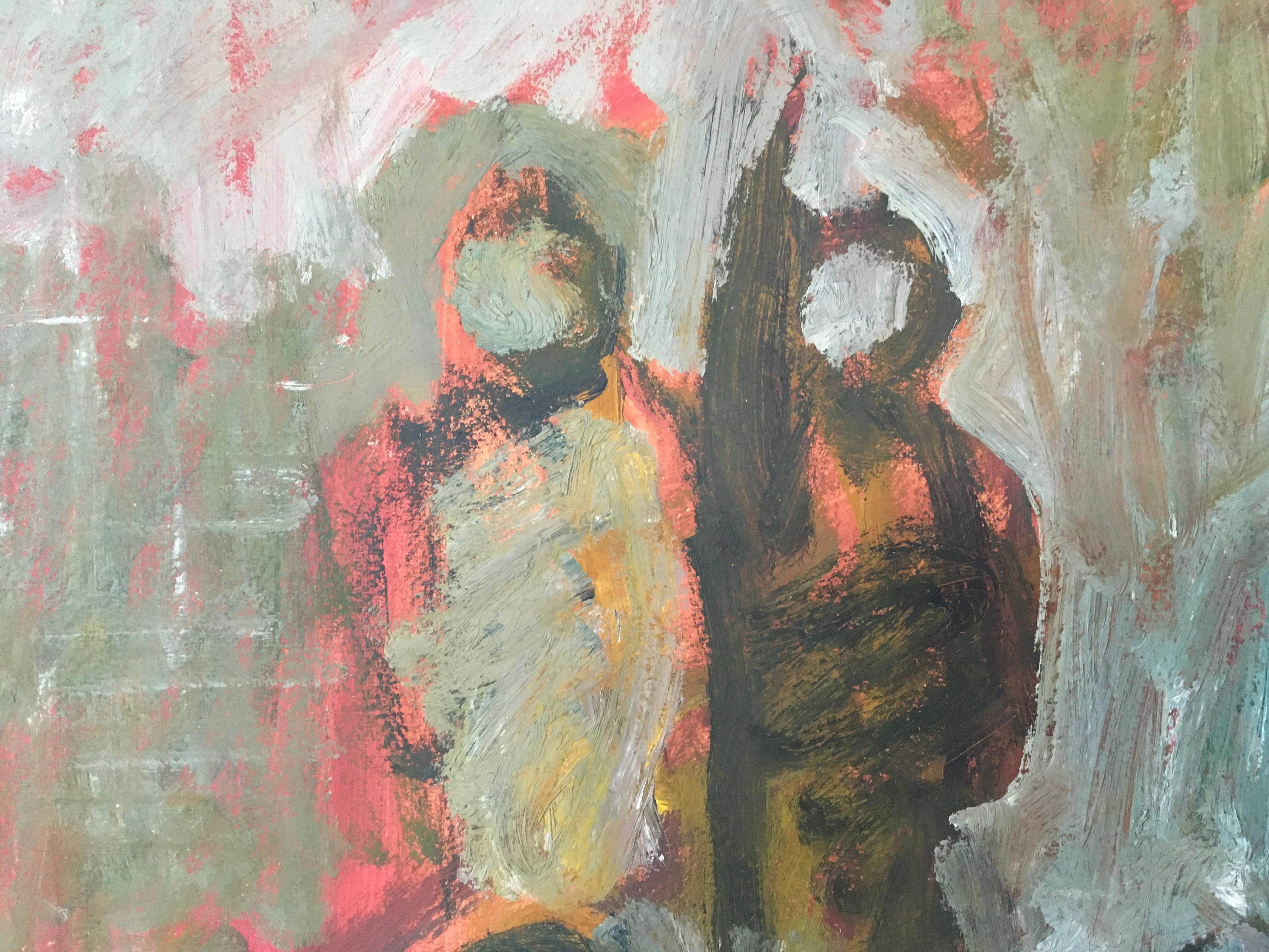 Untitled Figures, by Maurice Golubov, Oil on Board Painting For Sale 2