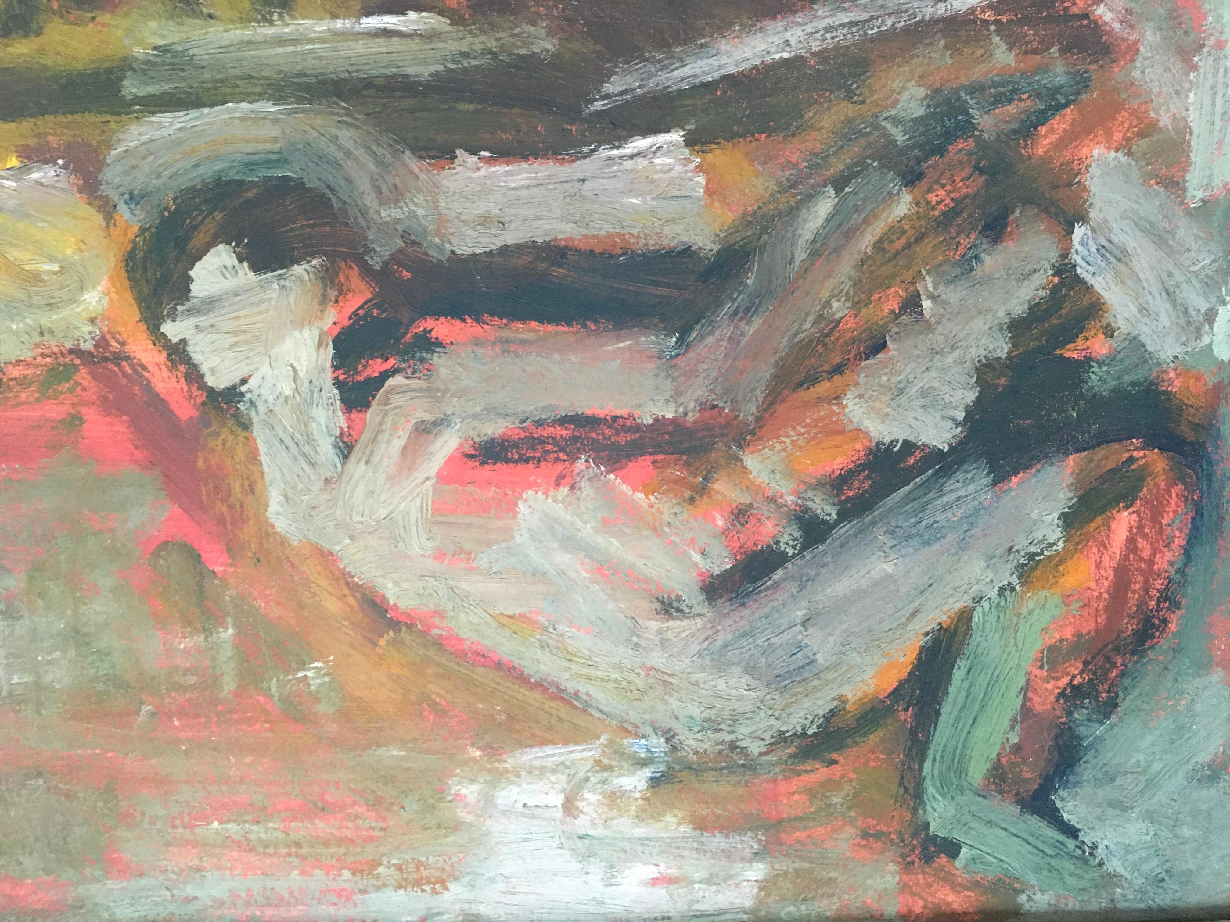 Untitled Figures, by Maurice Golubov, Oil on Board Painting For Sale 8