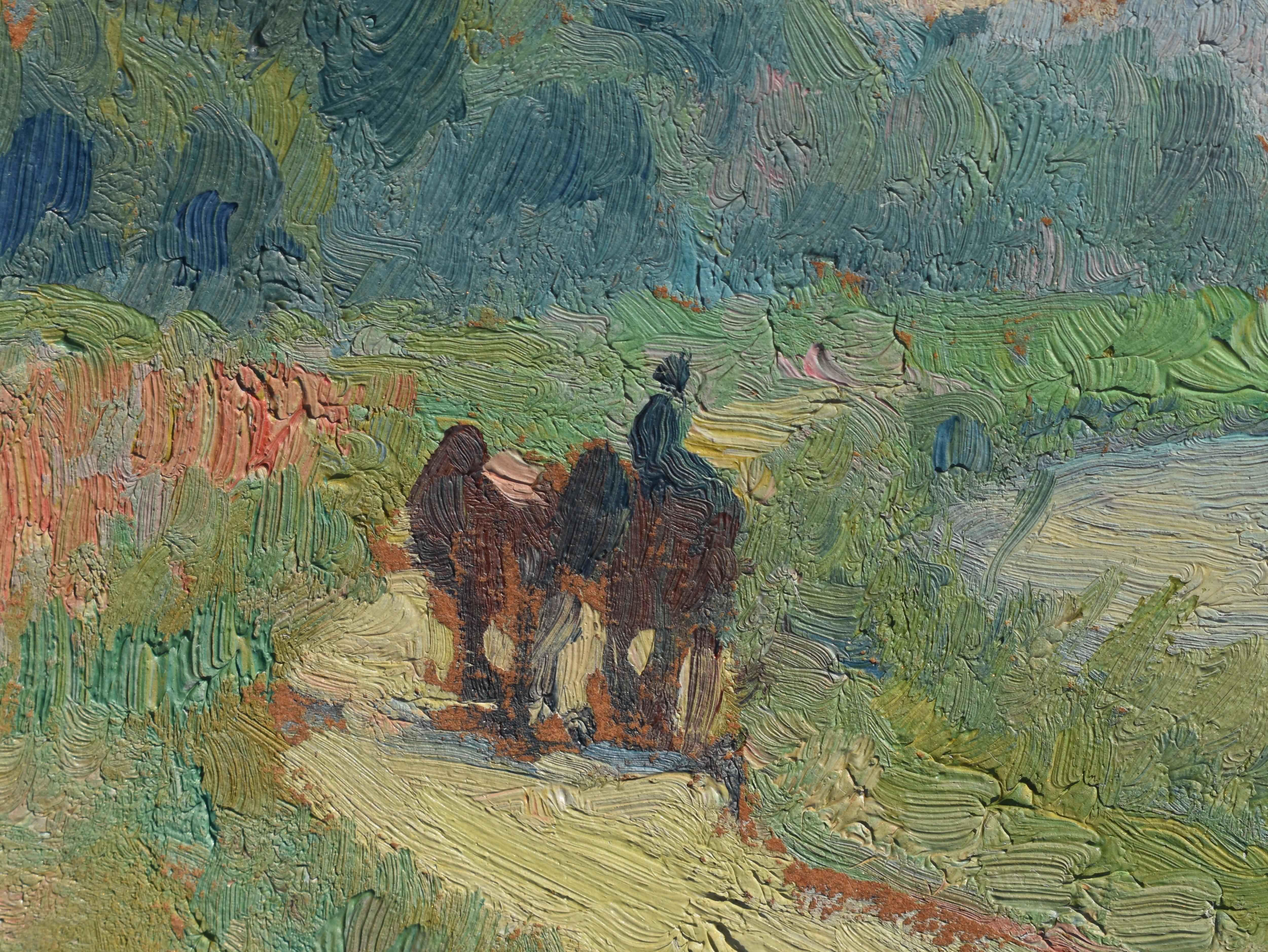 Maurice GRÜN (1869-1947) Pittura ad olio del periodo impressionista francese 3