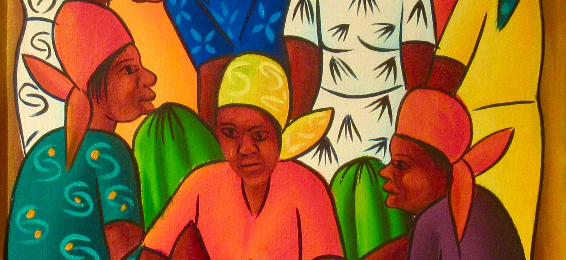 Mercado haitiano - Figurative Painting Marrón de Maurice Guerre