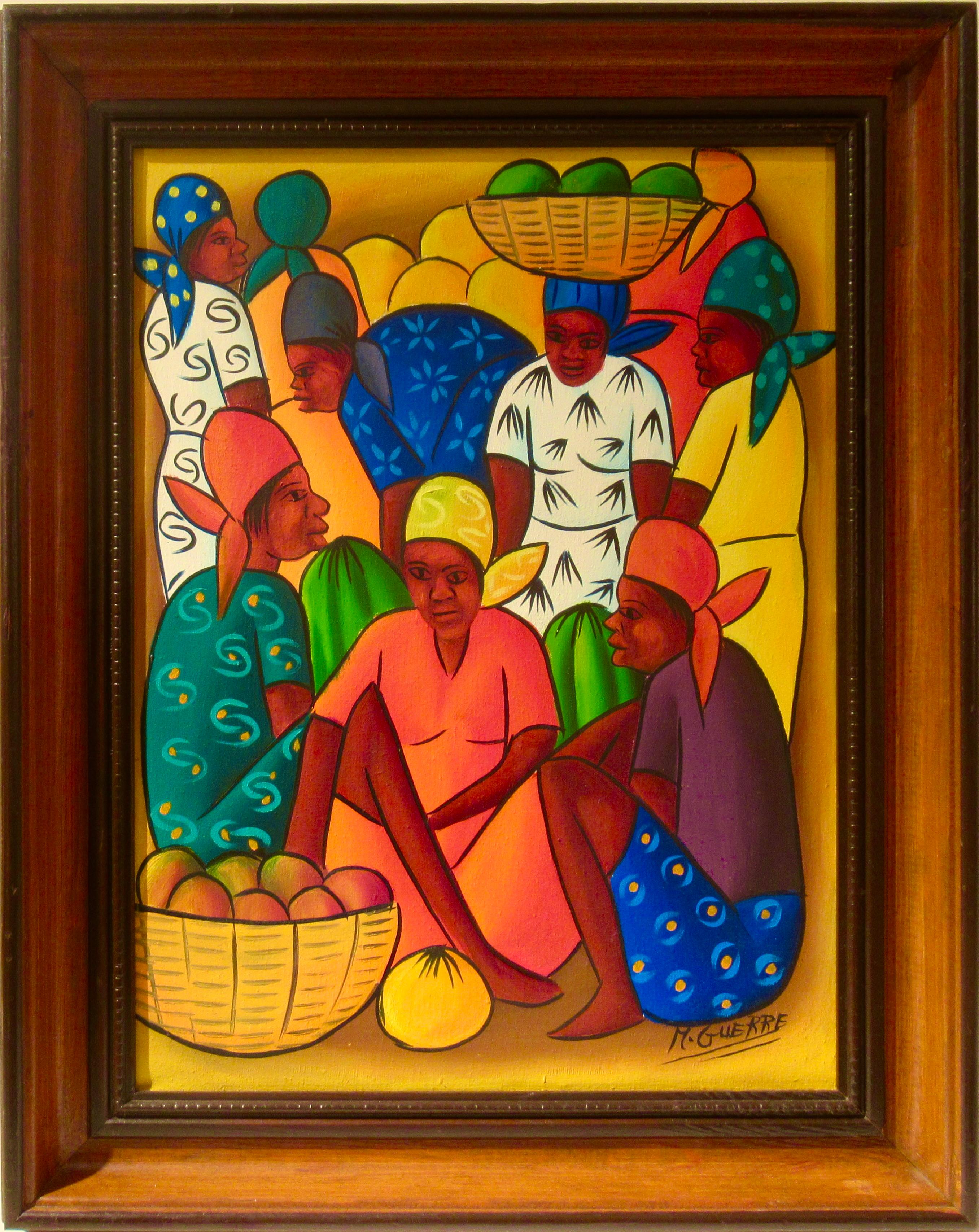 Figurative Painting de Maurice Guerre - Mercado haitiano