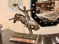 Maurice Guiraud Rivière & Etling Paris Cowboy at the Rodeo Art Deco Statue