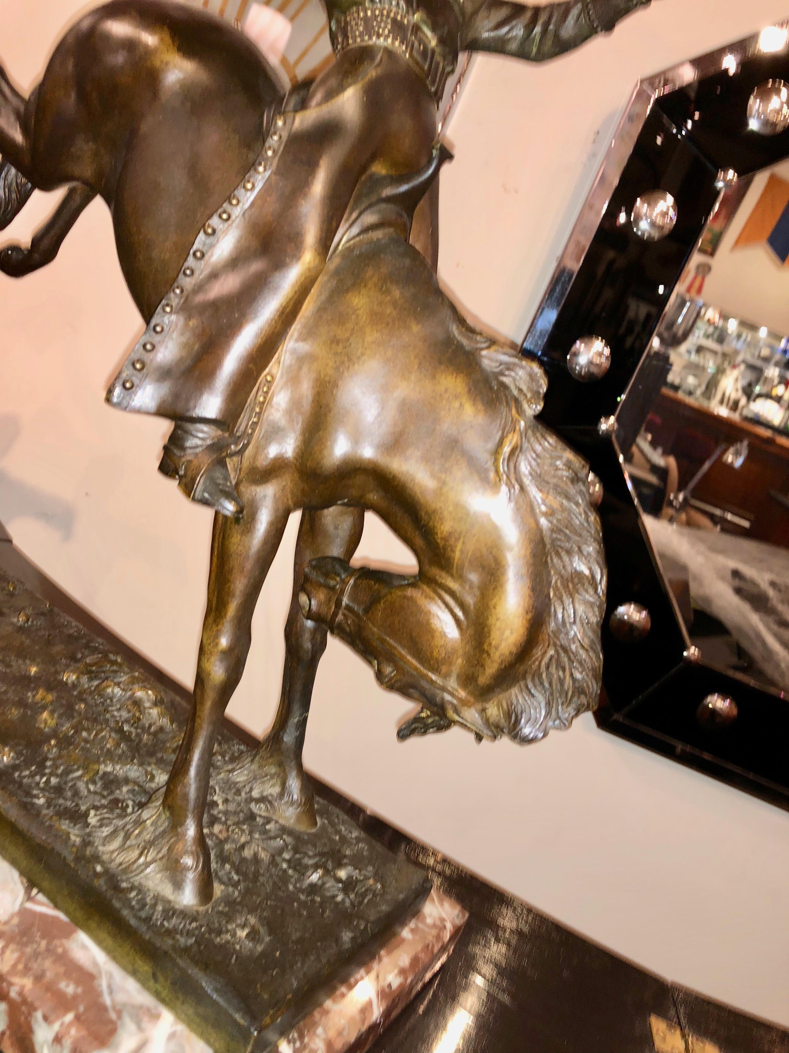 Maurice Guiraud-Rivière & Etling Paris Cowboy at the Rodeo Art Deco Statue en vente 2