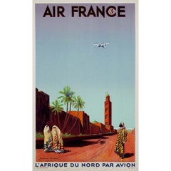 1935 Original travel poster by Guiraud Rivière - Air France - North Africa