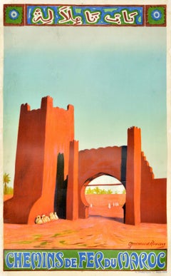 Original Vintage Travel Poster Morocco Chemins De Fer Du Maroc Guiraud Riviere