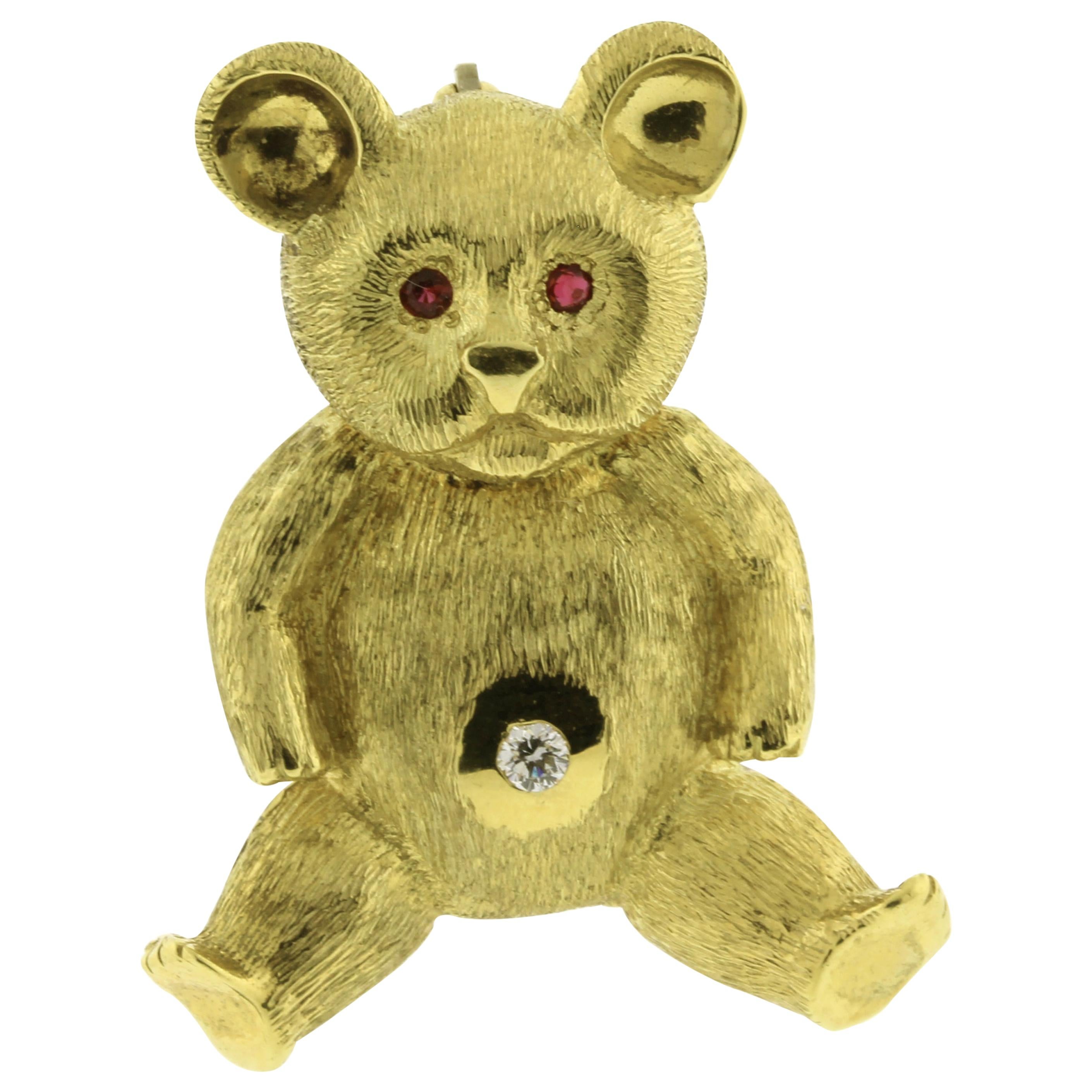 Broche Maurice Guyot Teddy Bear avec diamant et rubis