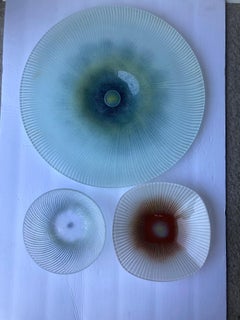 Maurice Heaton 3 pezzi Vetro artistico grande  centrotavola e ciotole