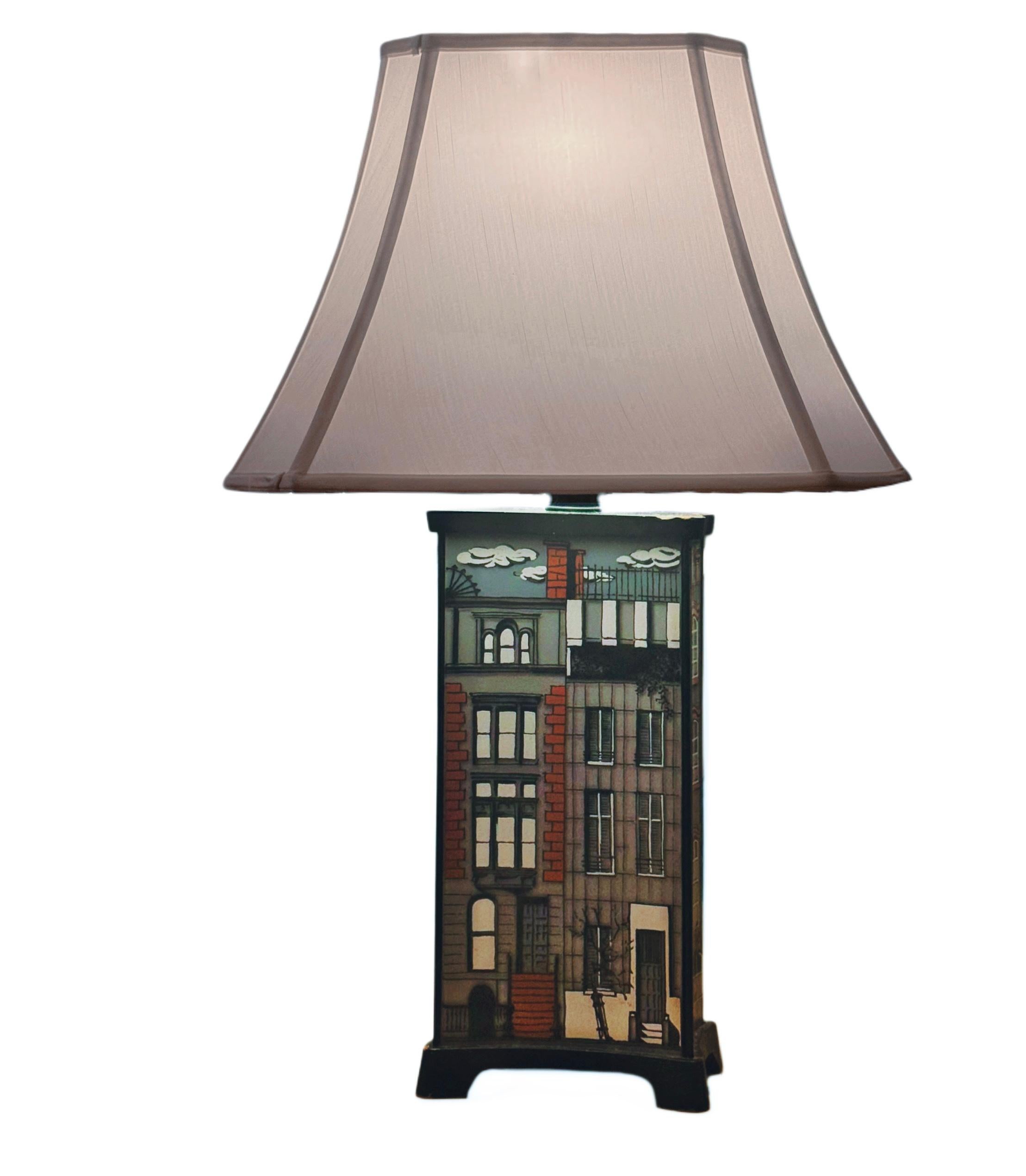 Paire de lampes Brownstone de Maurice Heaton, verre émaillé, années 1950, États-Unis. en vente 3