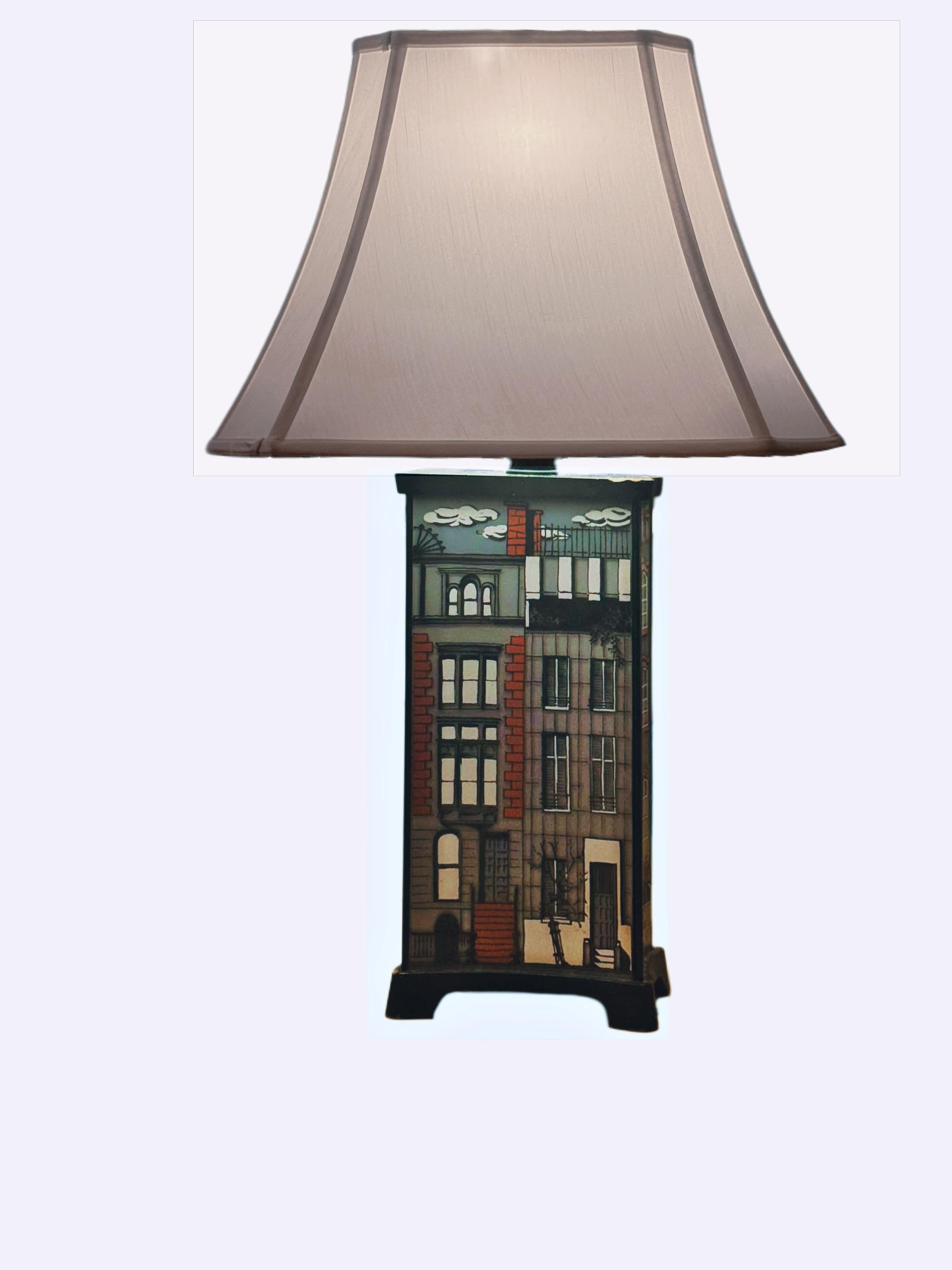 Paire de lampes Brownstone de Maurice Heaton, verre émaillé, années 1950, États-Unis. en vente 4