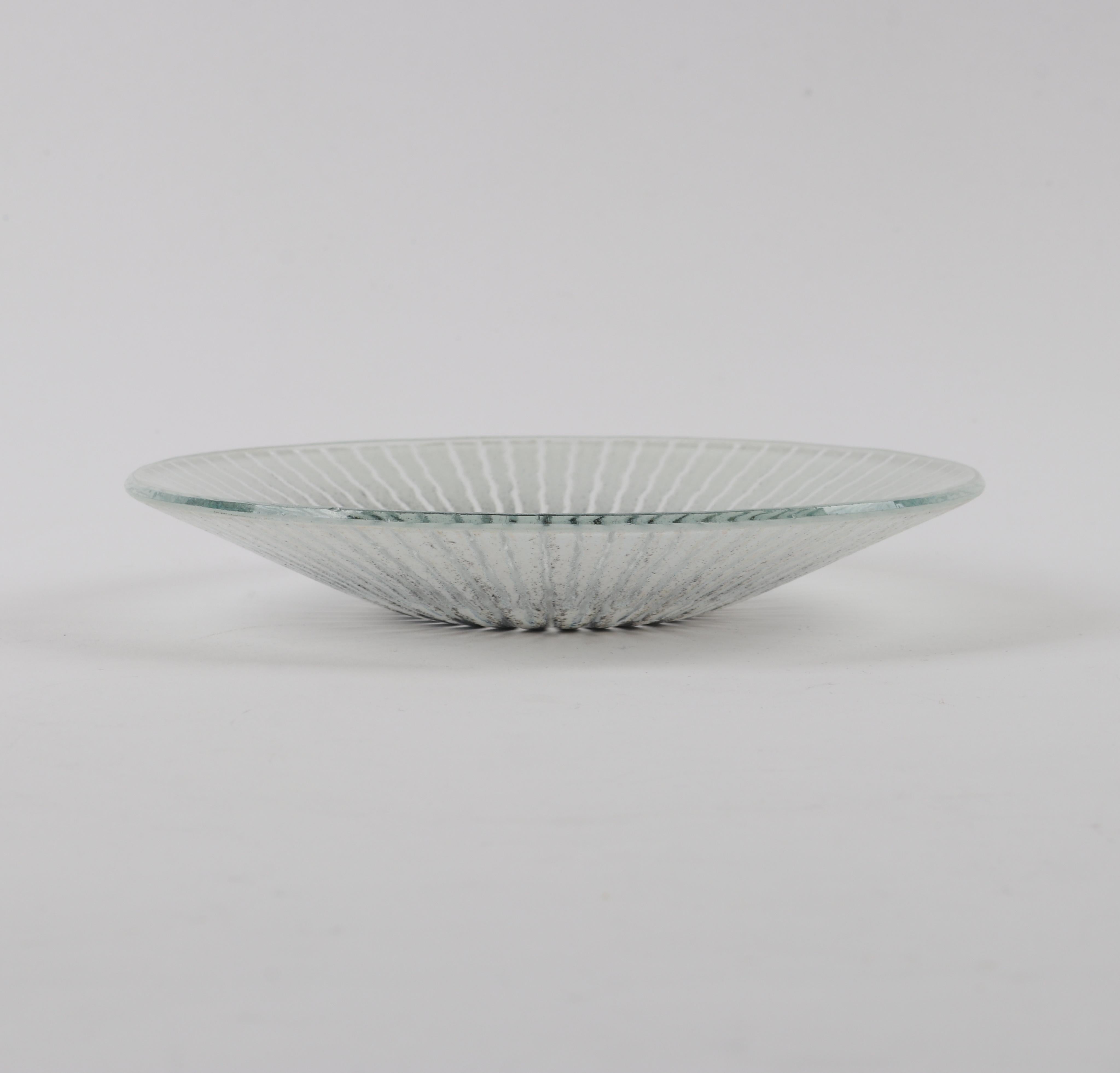 Maurice Heaton c.1970s Signed Modernist Starburst Art Glass Enameled Dish Plate 4