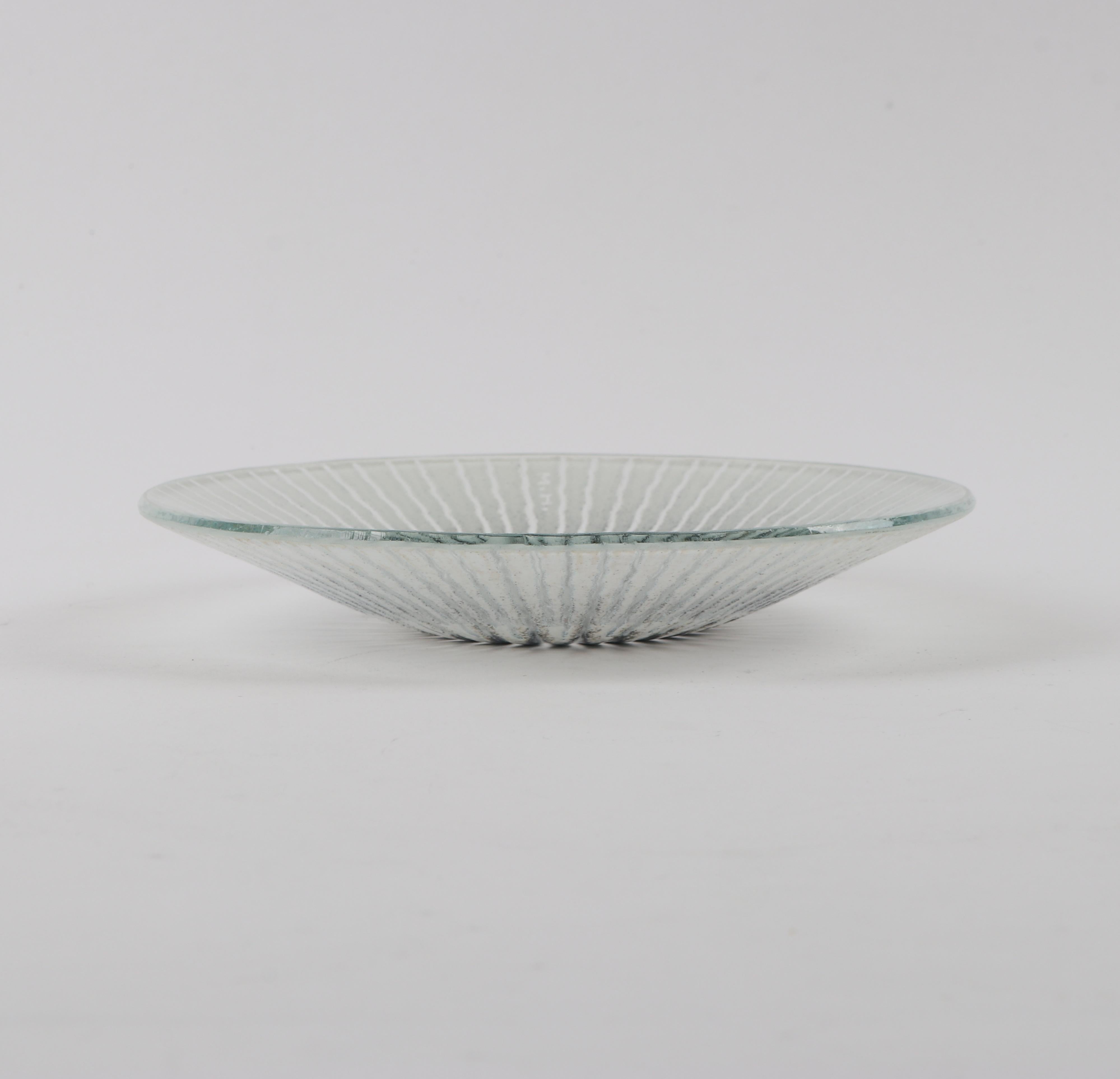 Maurice Heaton c.1970s Signed Modernist Starburst Art Glass Enameled Dish Plate 5