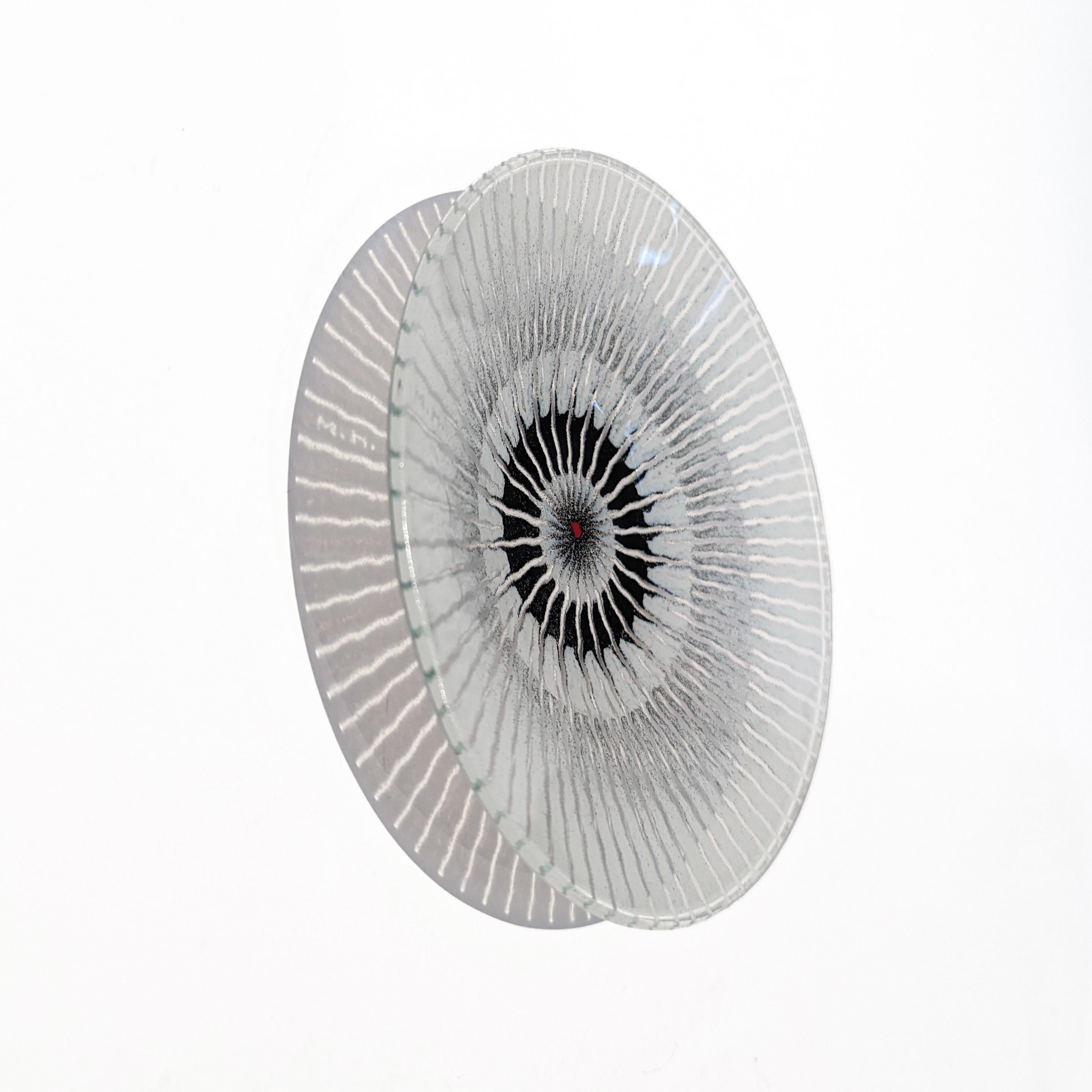 Mid-Century Modern Maurice Heaton c.1970s Signed Modernist Starburst Art Glass Enameled Dish Plate