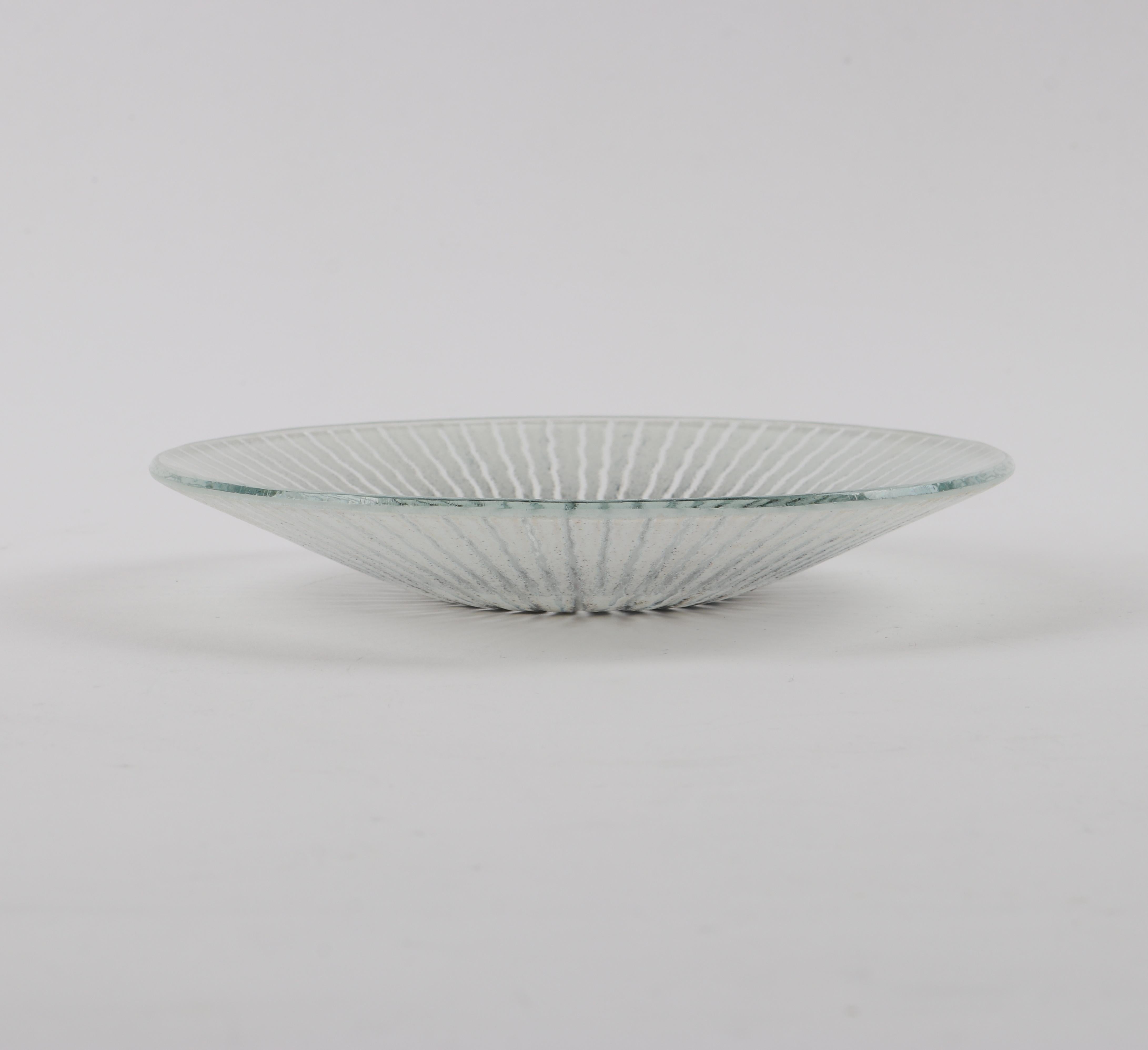 Maurice Heaton c.1970s Signed Modernist Starburst Art Glass Enameled Dish Plate 2