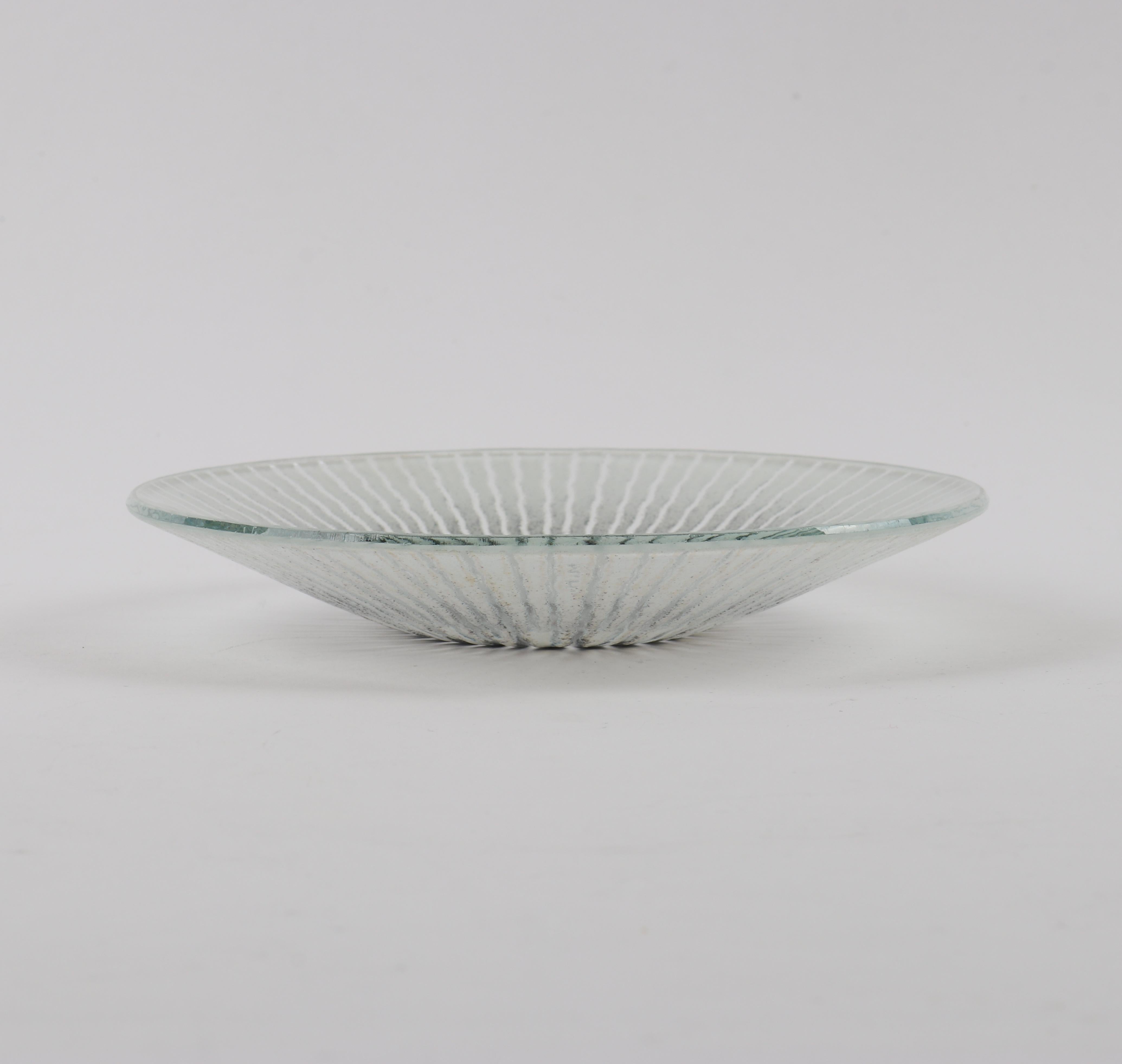 Maurice Heaton c.1970s Signed Modernist Starburst Art Glass Enameled Dish Plate 3