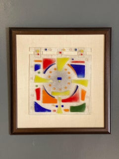 Maurice Heaton Post Modern Fused Glass Geometric Wall Construction, 1983