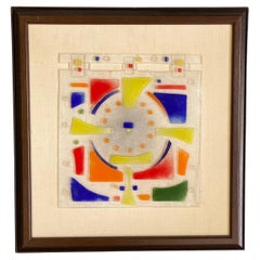 Maurice Heaton Post Modern Fused Glass Geometric Wall Construction, 1983