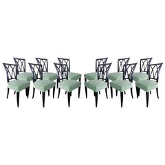 Exceptionnel ensemble de 12 chaises Maurice Hirsch, nouvellement tapissées