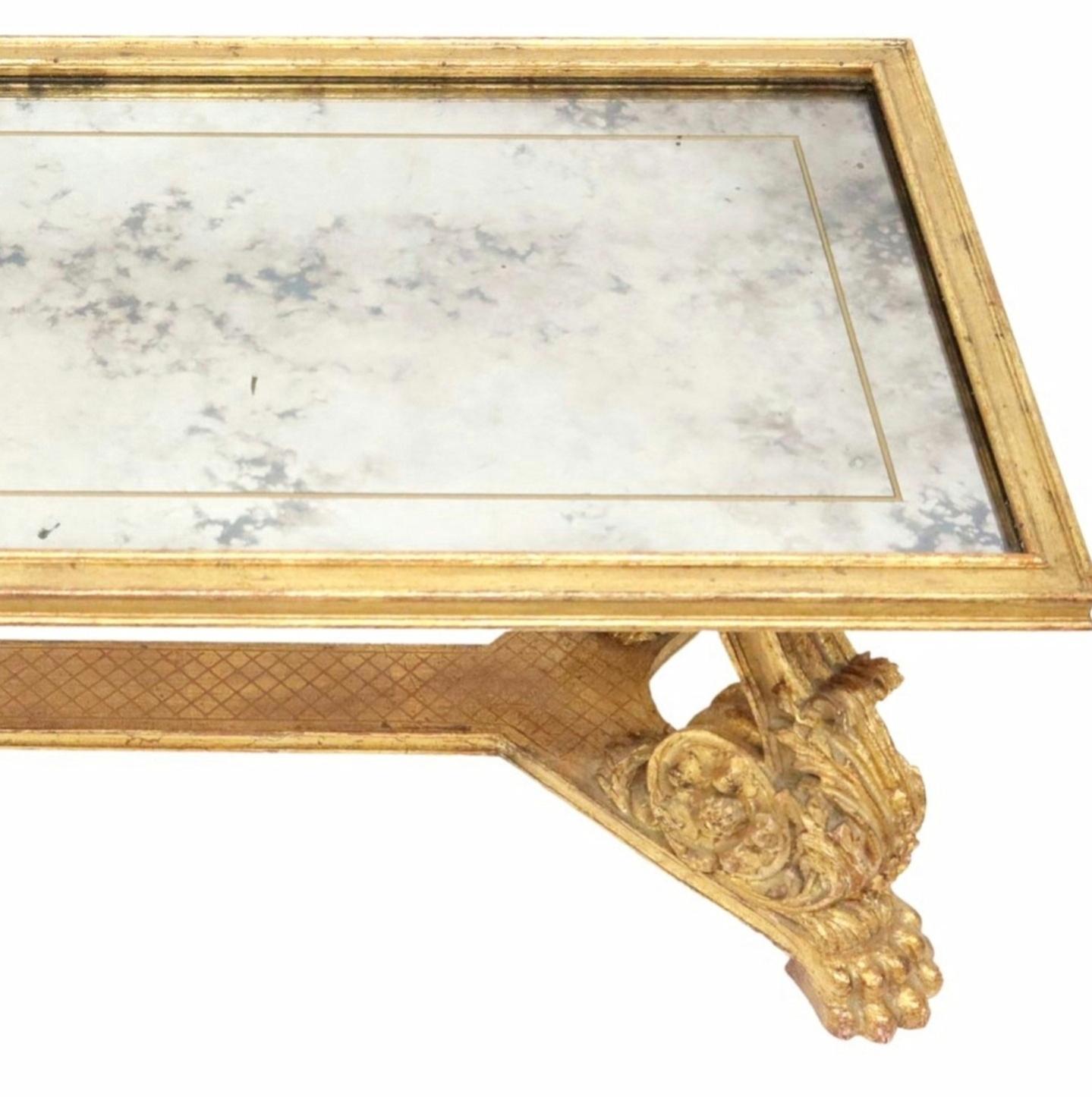 Maurice Hirsch French Mid-Century Baroque Glam Carved Giltwood Coffee Table 4