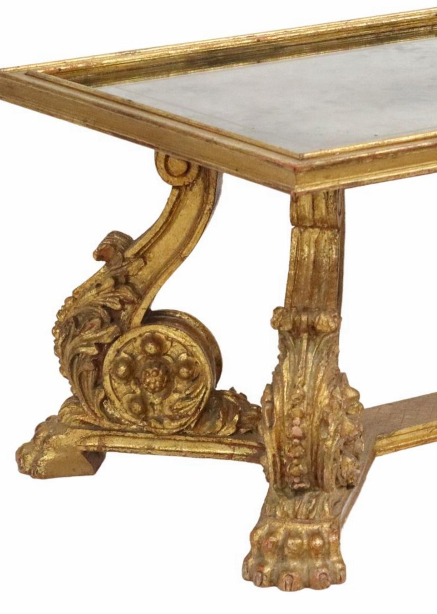 20th Century Maurice Hirsch French Mid-Century Baroque Glam Carved Giltwood Coffee Table