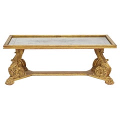 Maurice Hirsch French Mid-Century Baroque Glam Carved Giltwood Coffee Table
