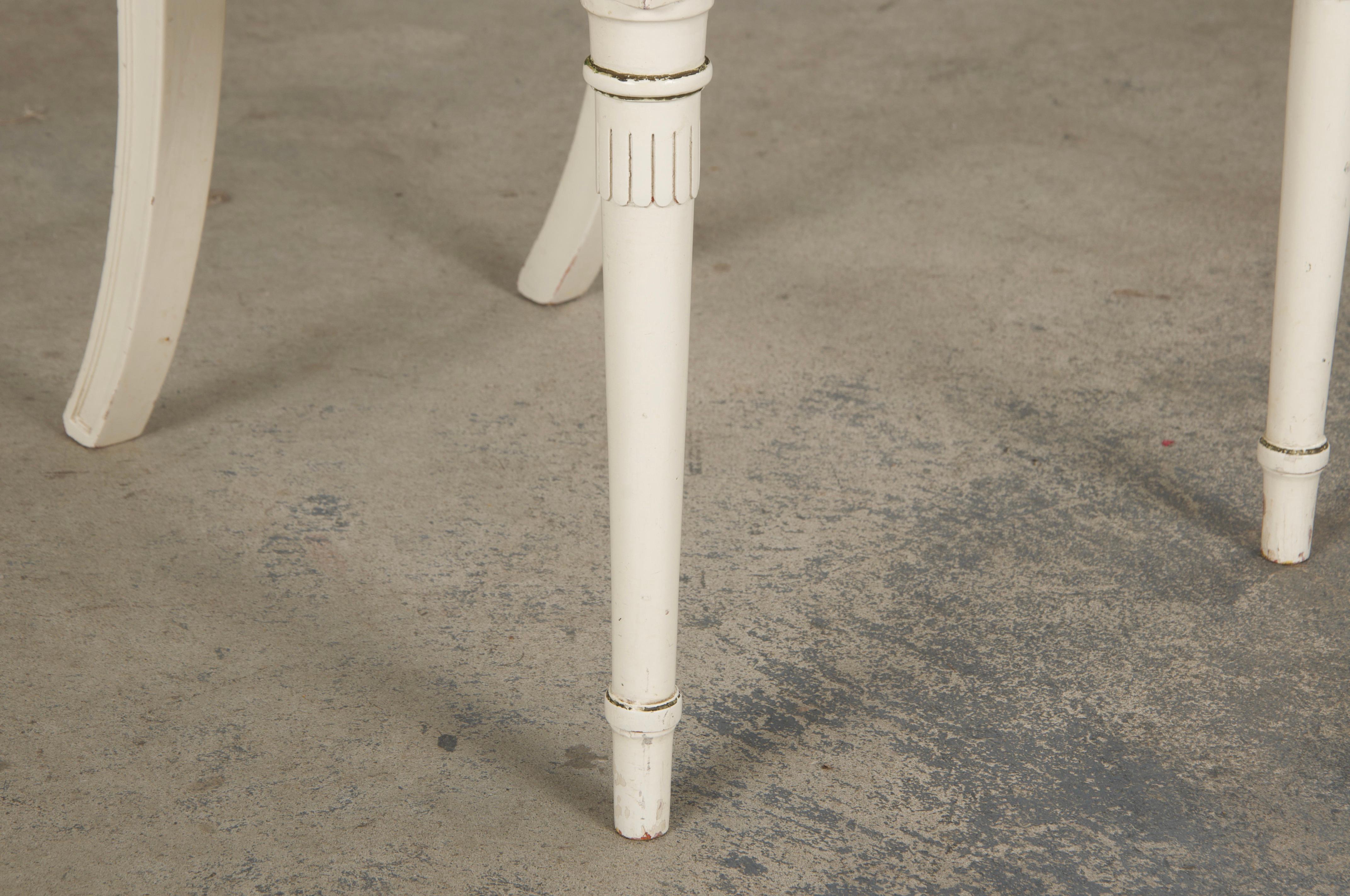 Six French Neoclassical Dining Chairs in Off-White Velvet by Maurice Hirsch For Sale 3