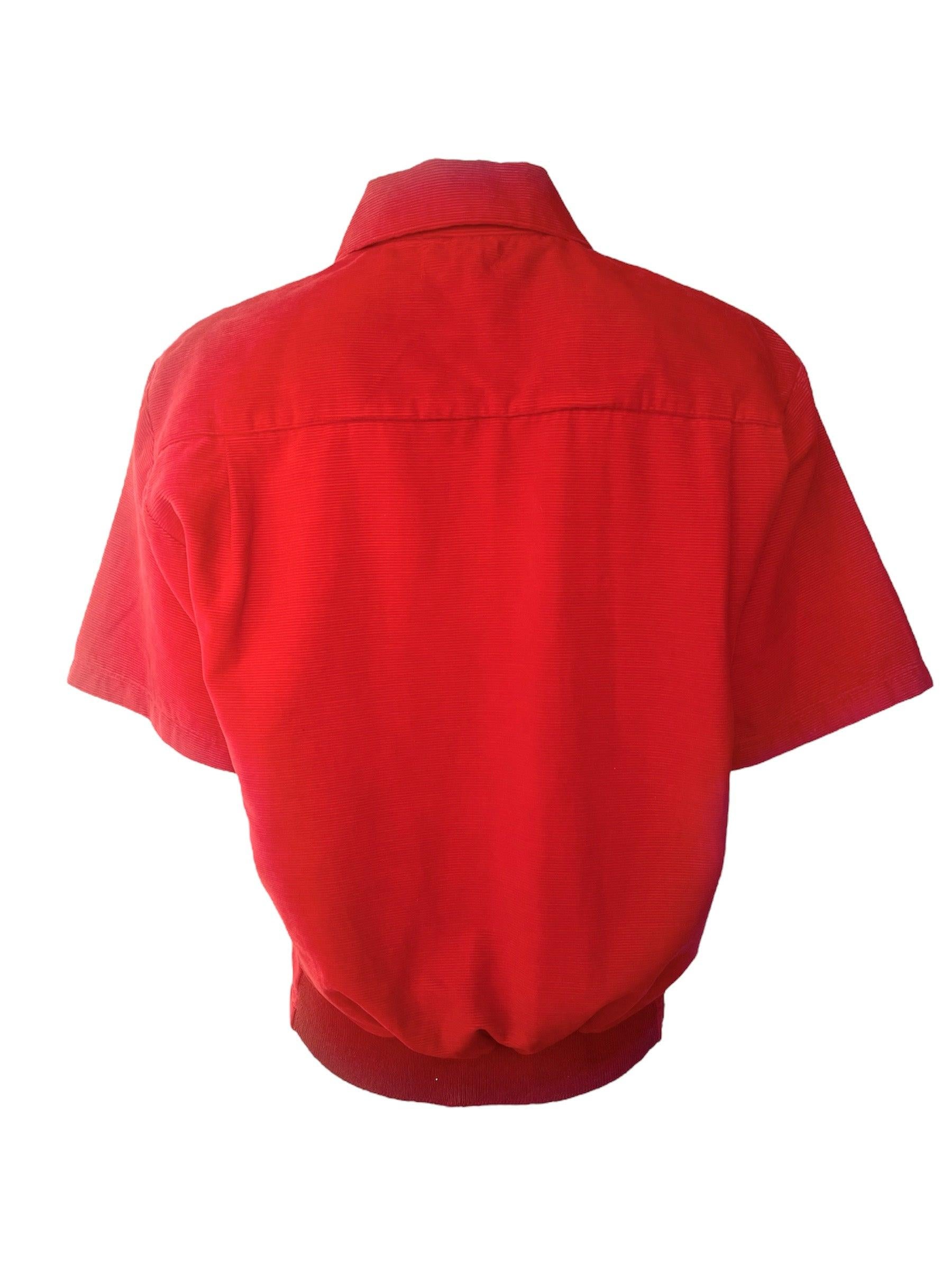 Maurice Holman Rotes Cord-Unisex-Hemd mit kurzen Ärmeln, 1950er Jahre im Zustand „Hervorragend“ im Angebot in Los Angeles, CA